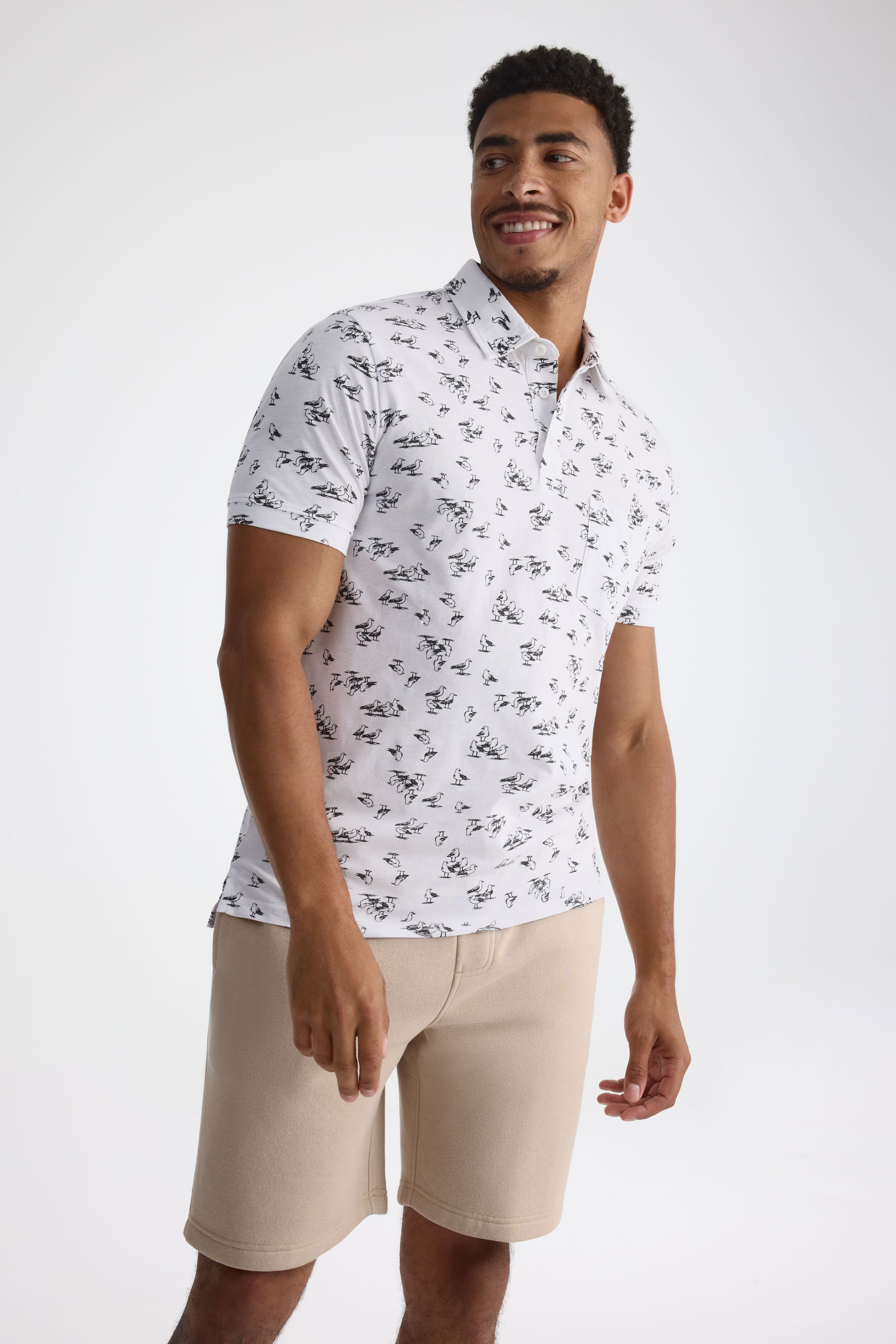 Chandail polo M/courtes avec poches - Homme && BLANC MULTI