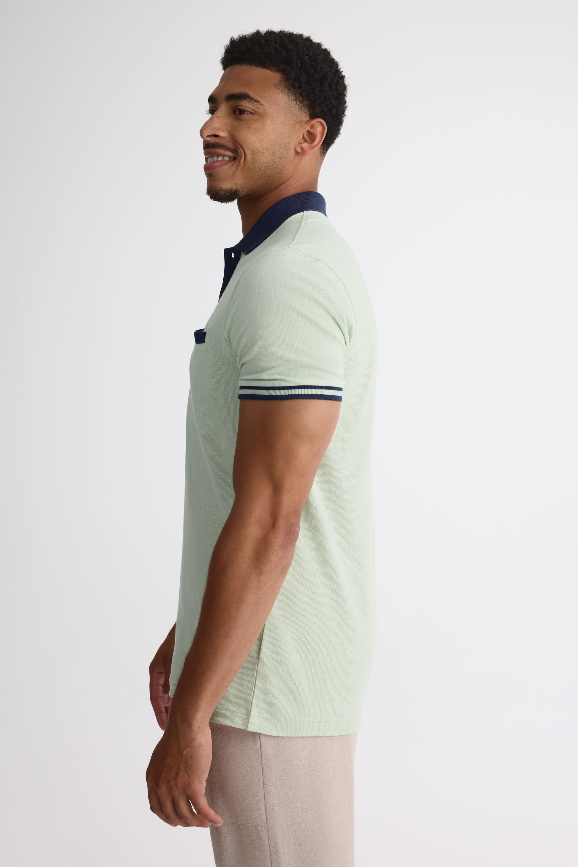 Chandail polo M/courtes en coton piqué - Homme && VERT