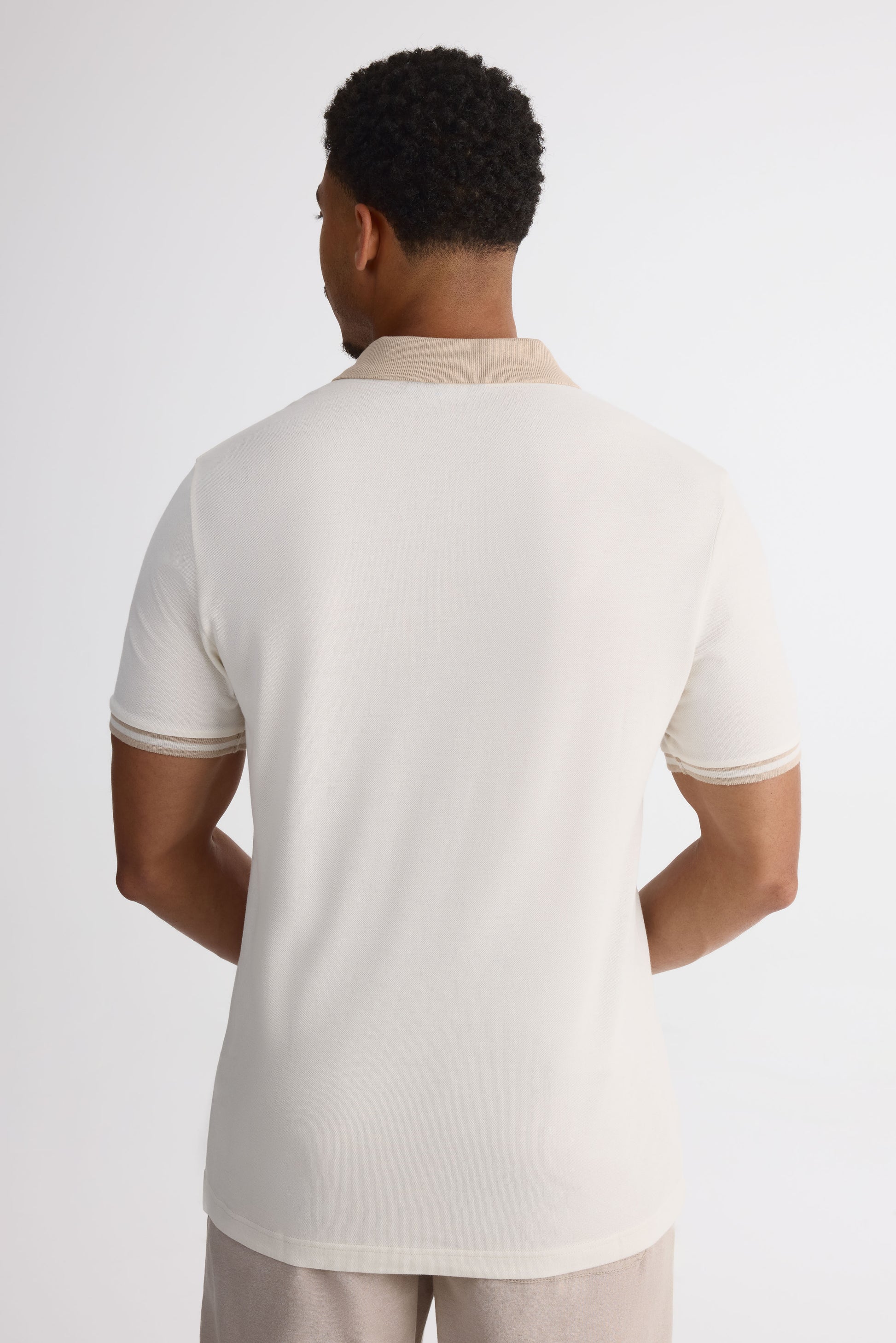 Chandail polo M/courtes en coton piqué - Homme && BEIGE