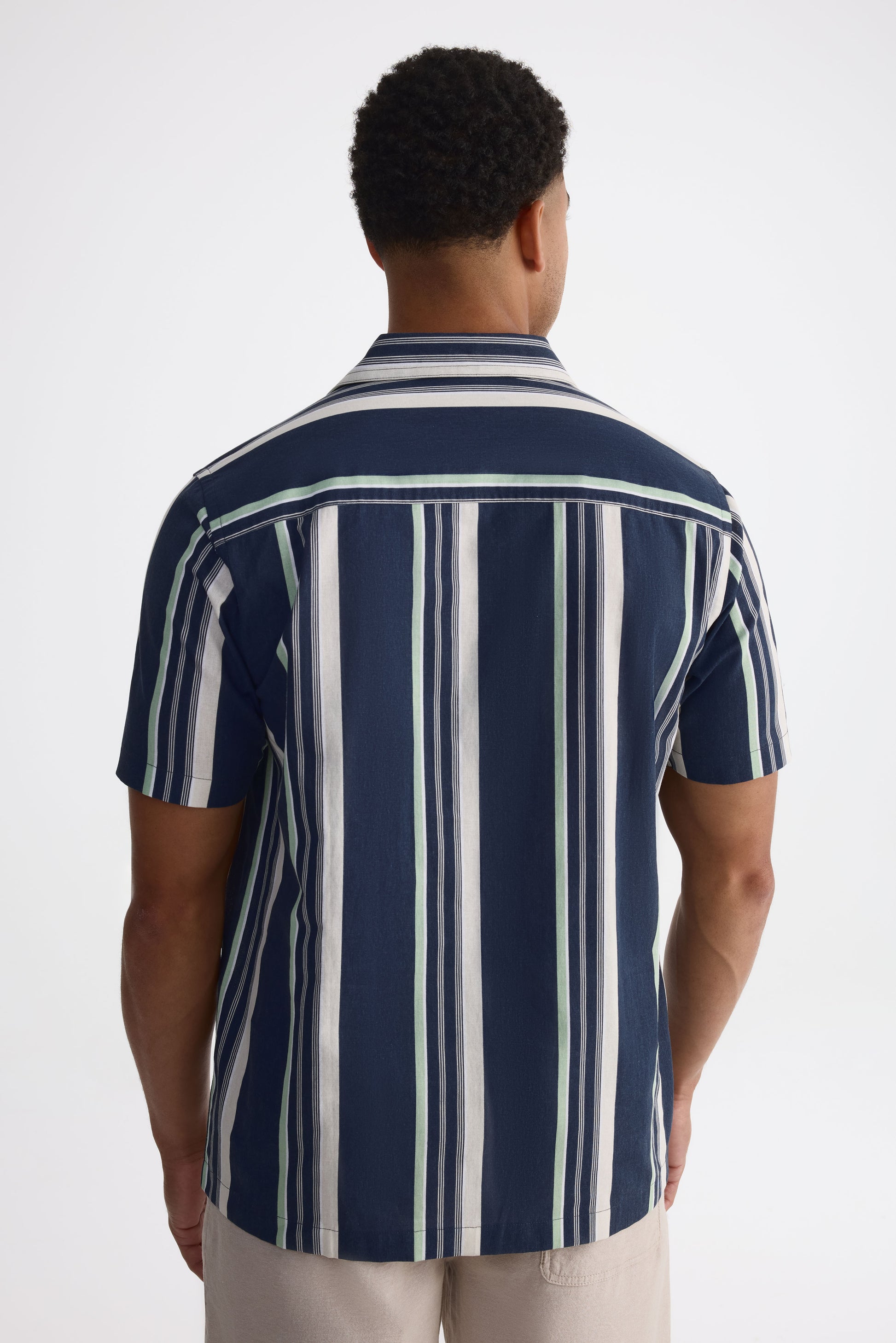 Chemise m/courtes col cubain en chambray - Homme && MARIN/MULTI