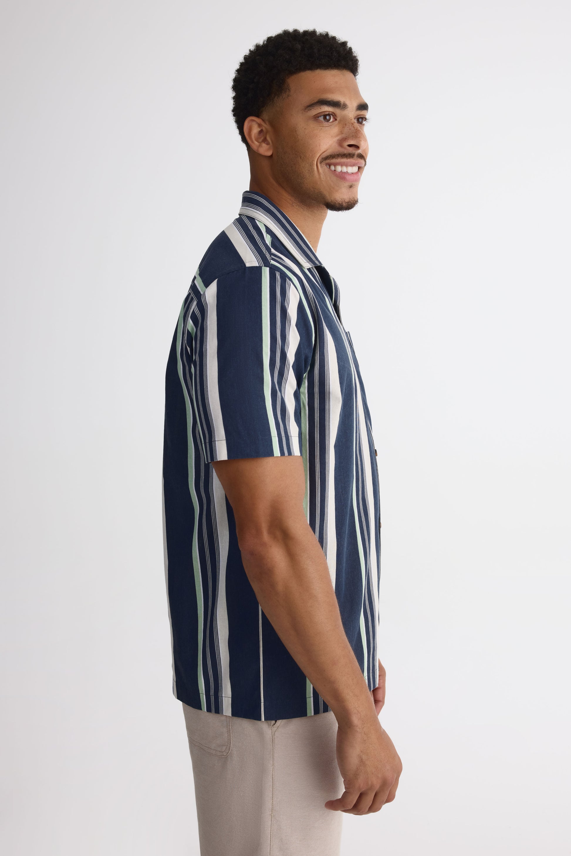Chemise m/courtes col cubain en chambray - Homme && MARIN/MULTI