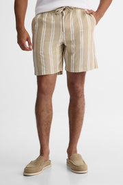Short chambray élastique à la taille - Homme && BRONZÉ