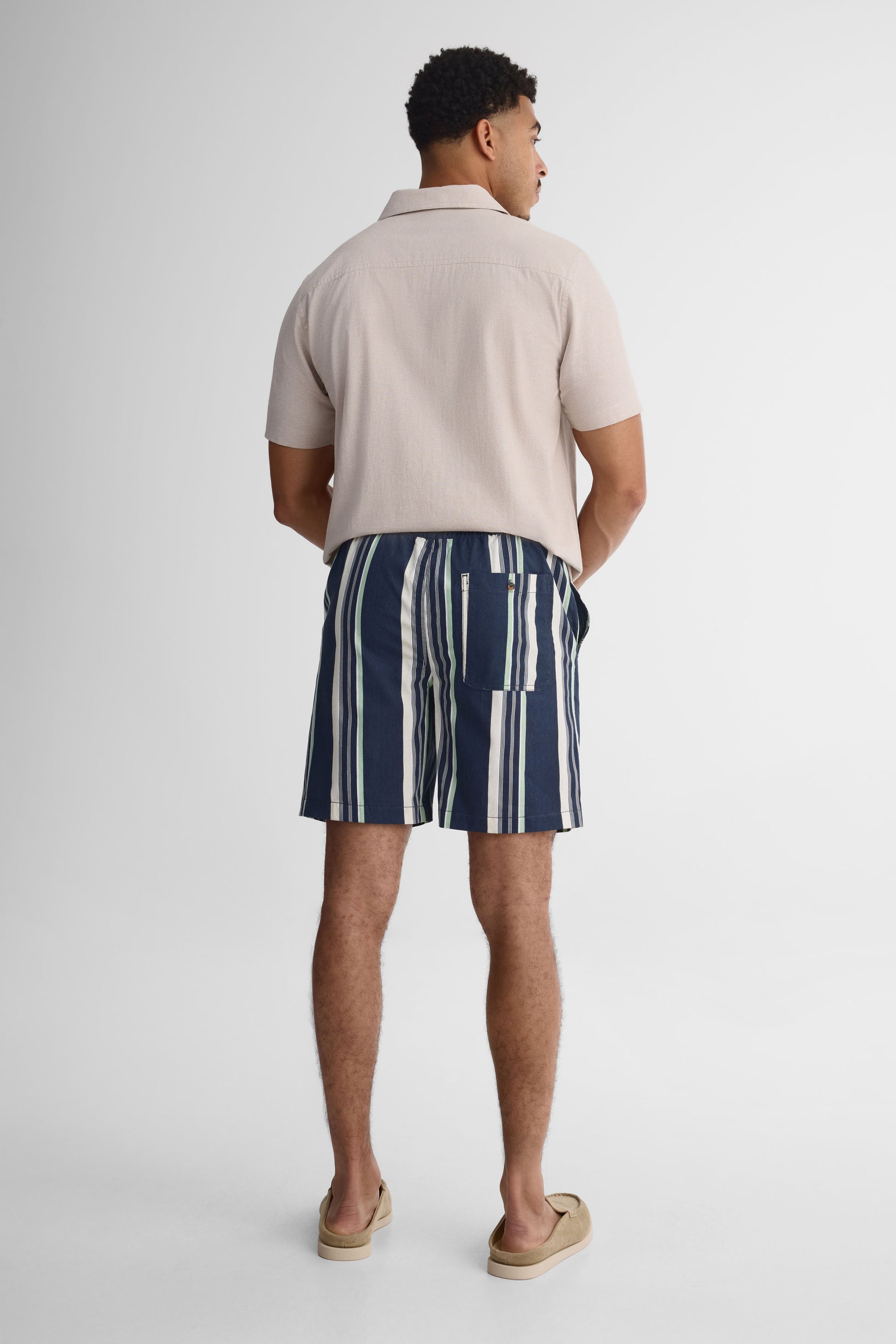Short chambray élastique à la taille - Homme && MARIN/MULTI