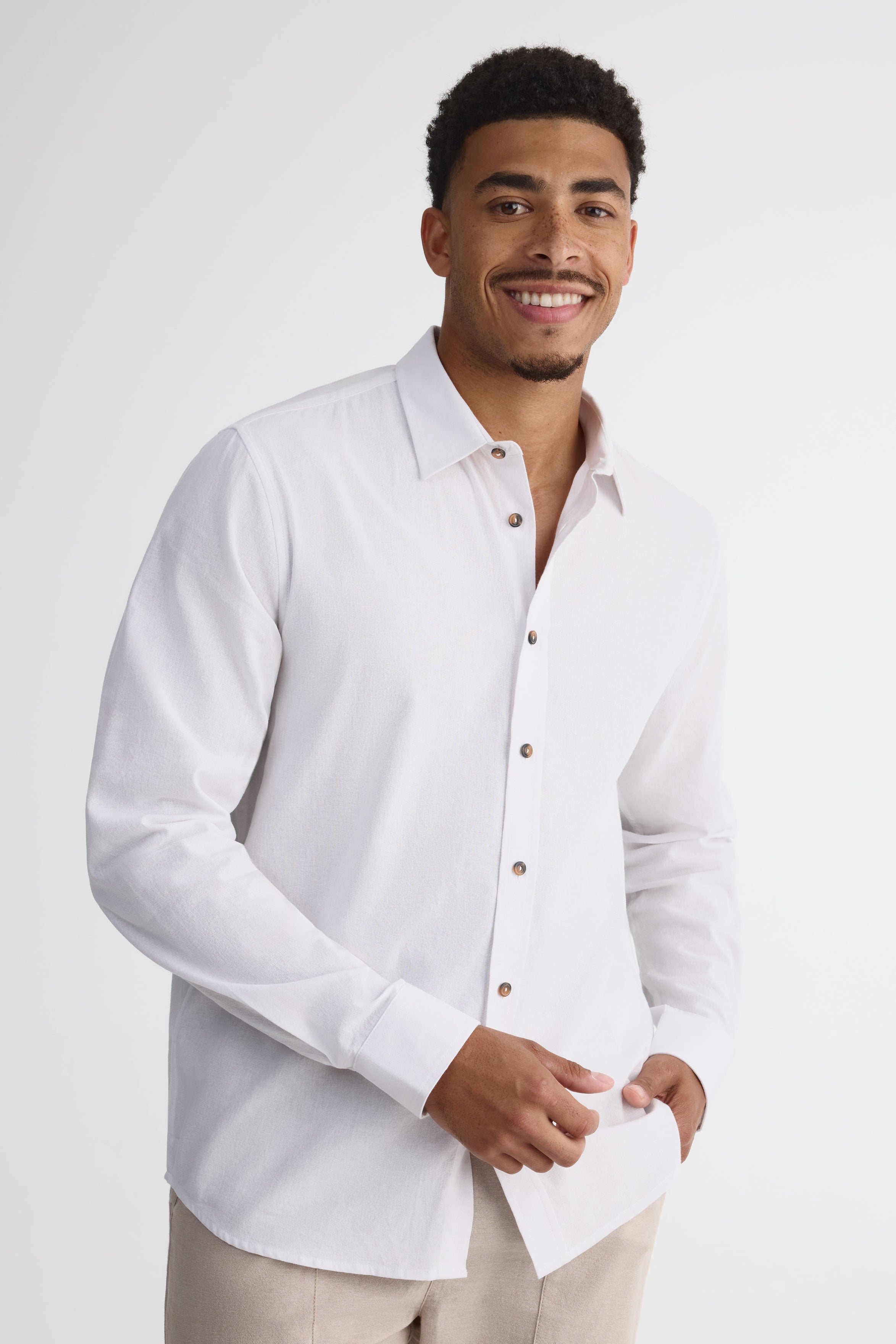 Chemise à manches longues - Homme && BLANC