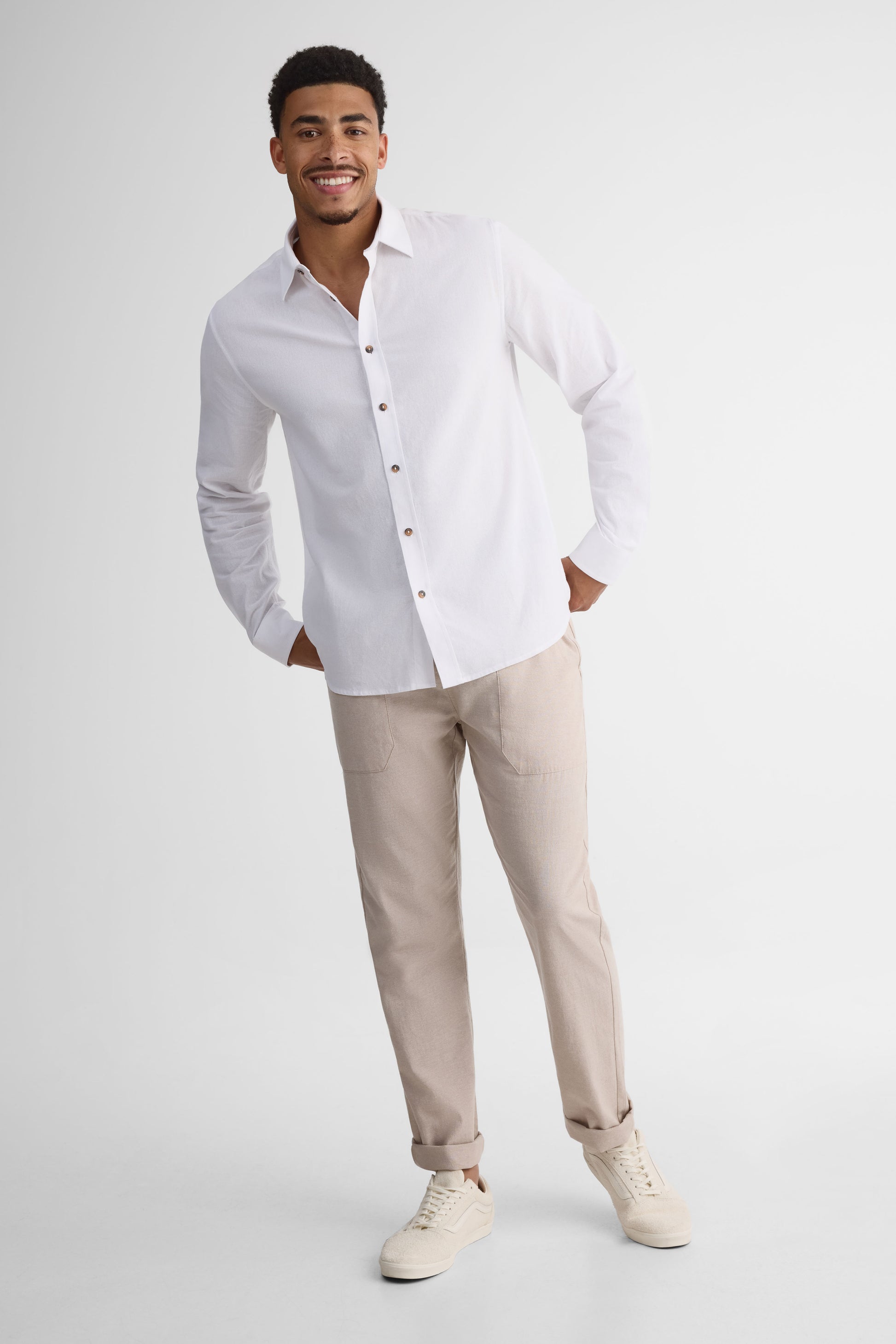 Chemise à manches longues - Homme && BLANC