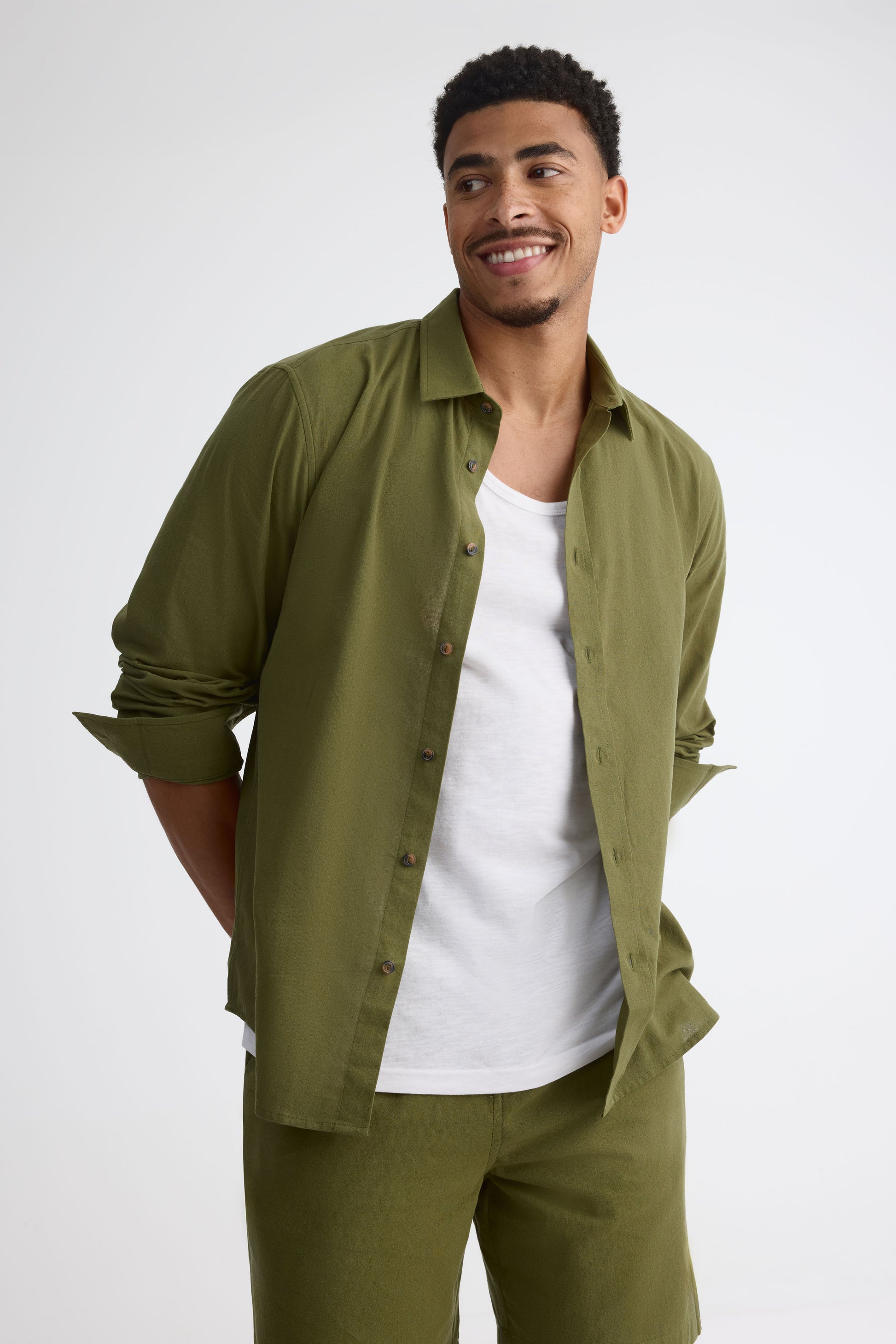 Chemise à manches longues - Homme && VERT