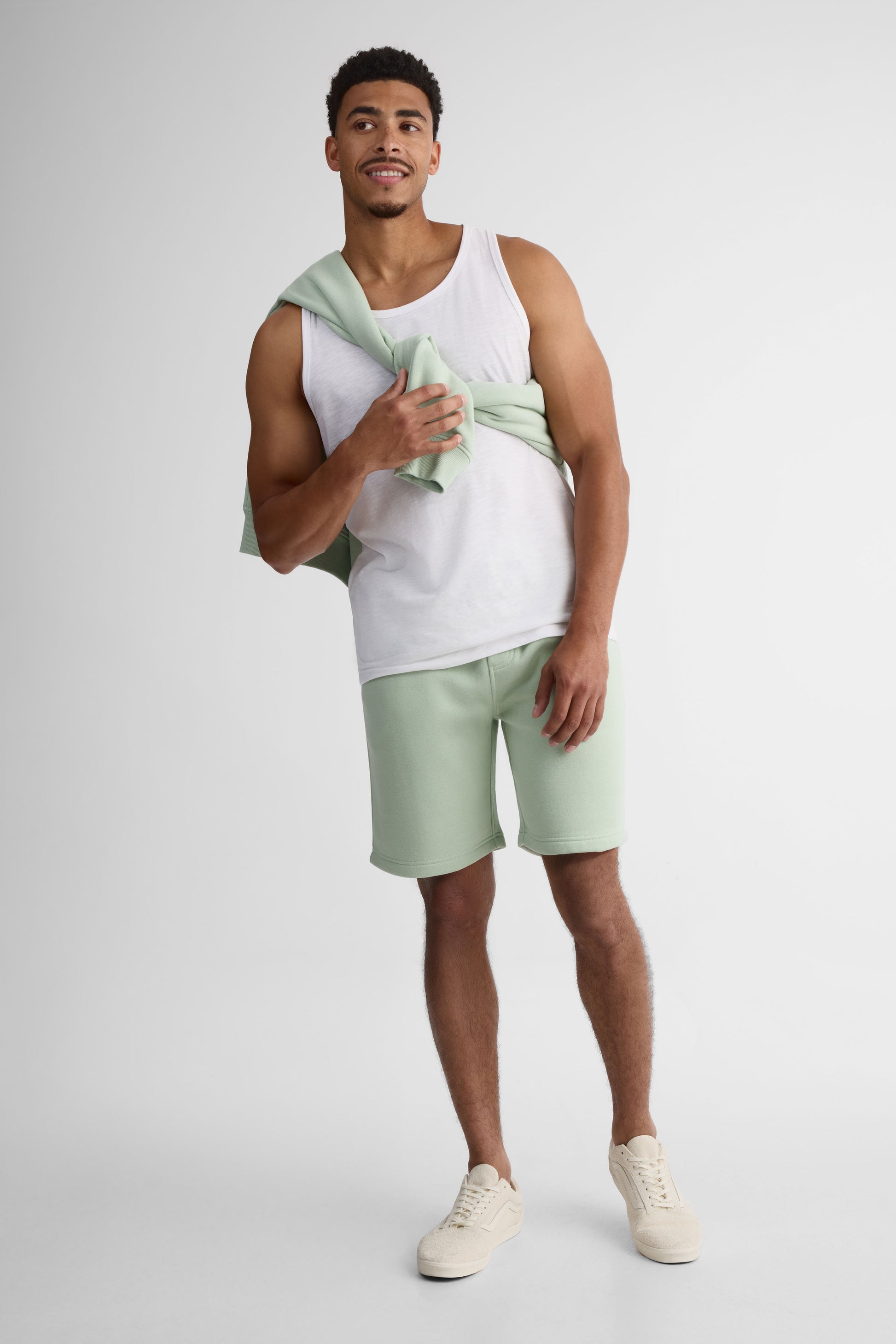 Short ouaté élastique à la taille - Homme && VERT
