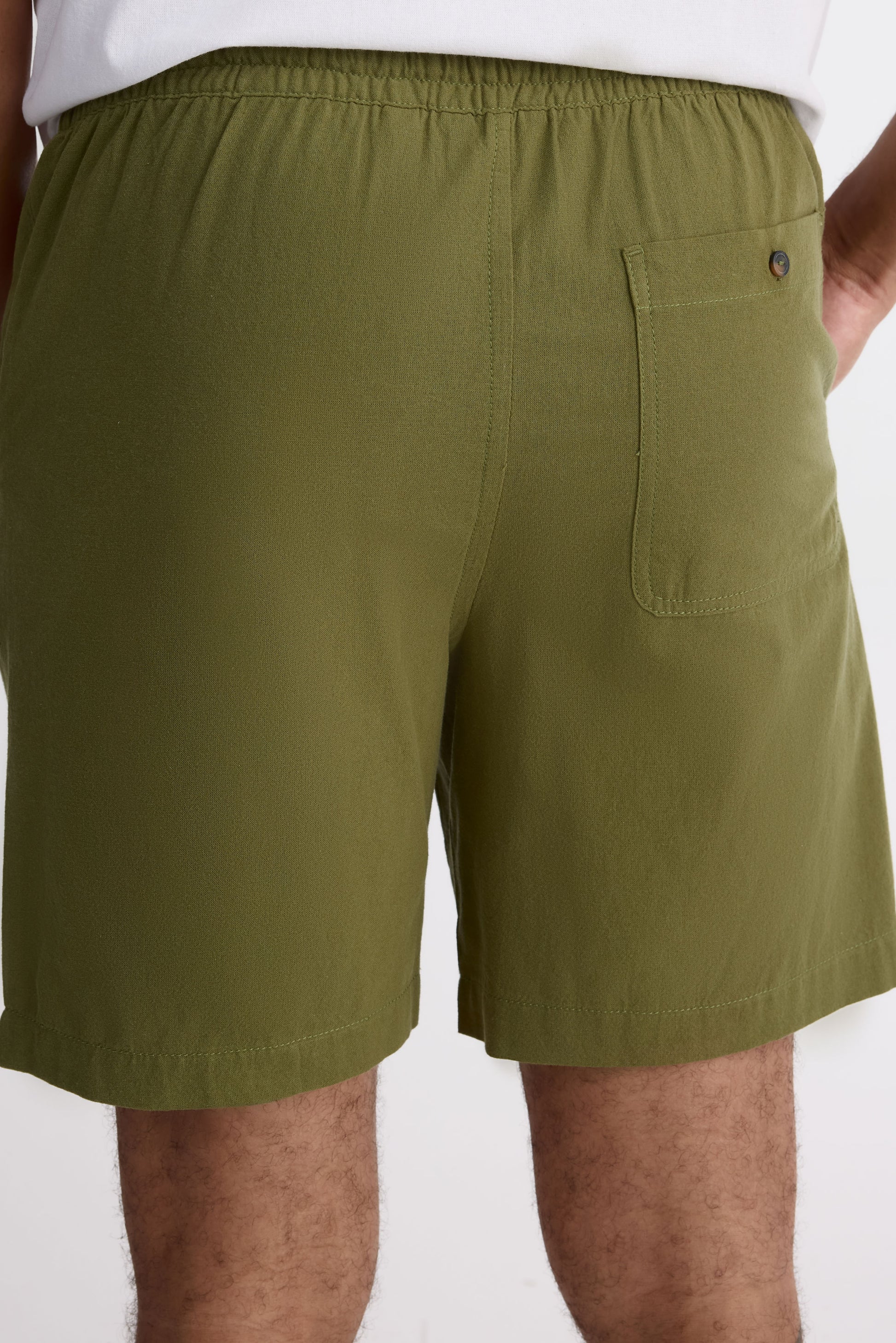 Short en chambray avec cordon - Homme && VERT