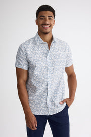 Chemise manches courtes imprimée en polyester - Homme && BLANC MULTI