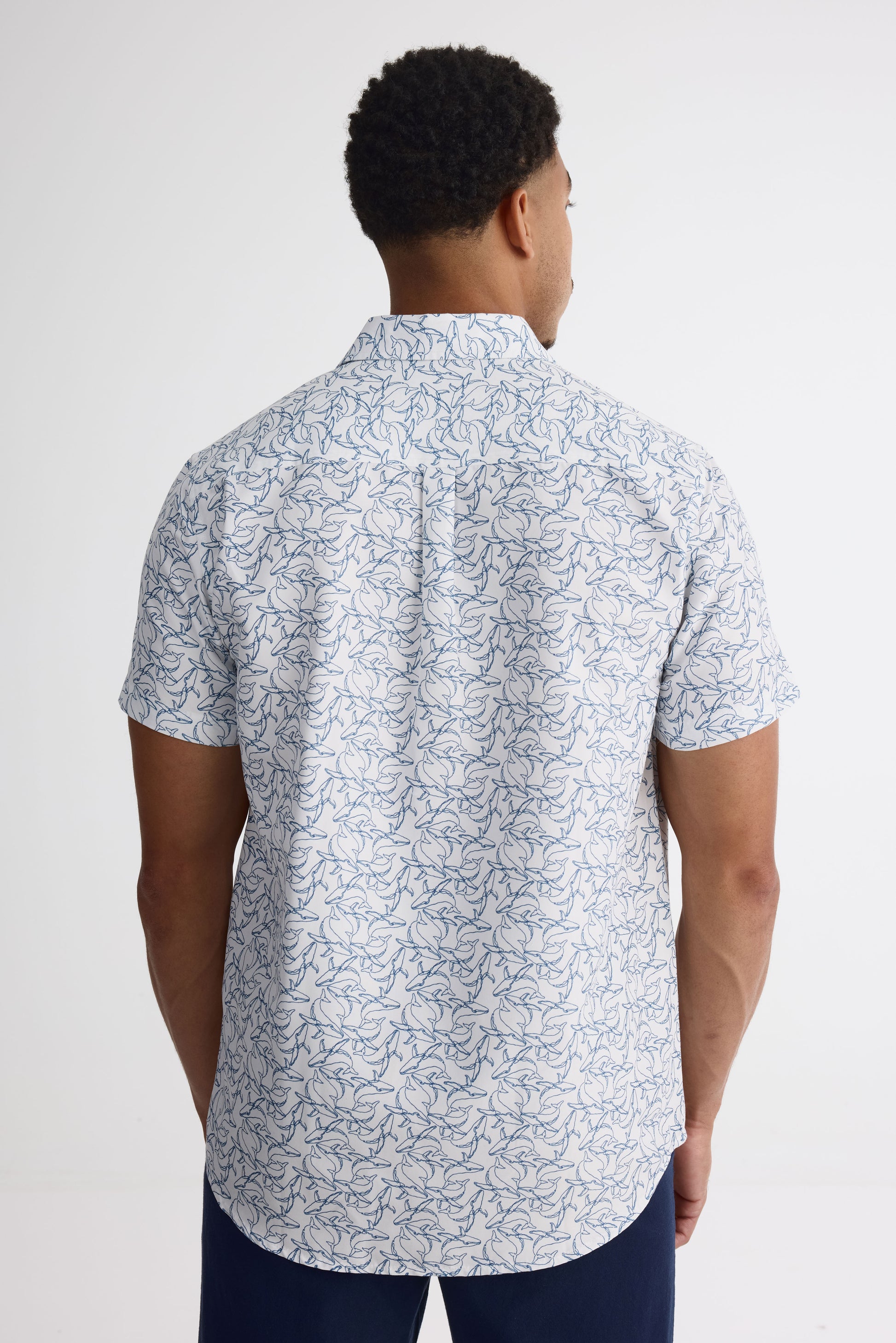 Chemise manches courtes imprimée en polyester - Homme && BLANC MULTI