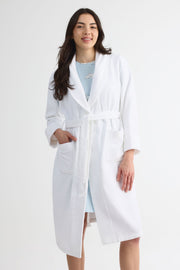 Robe de chambre en velours, 100% coton - Femme && BLANC