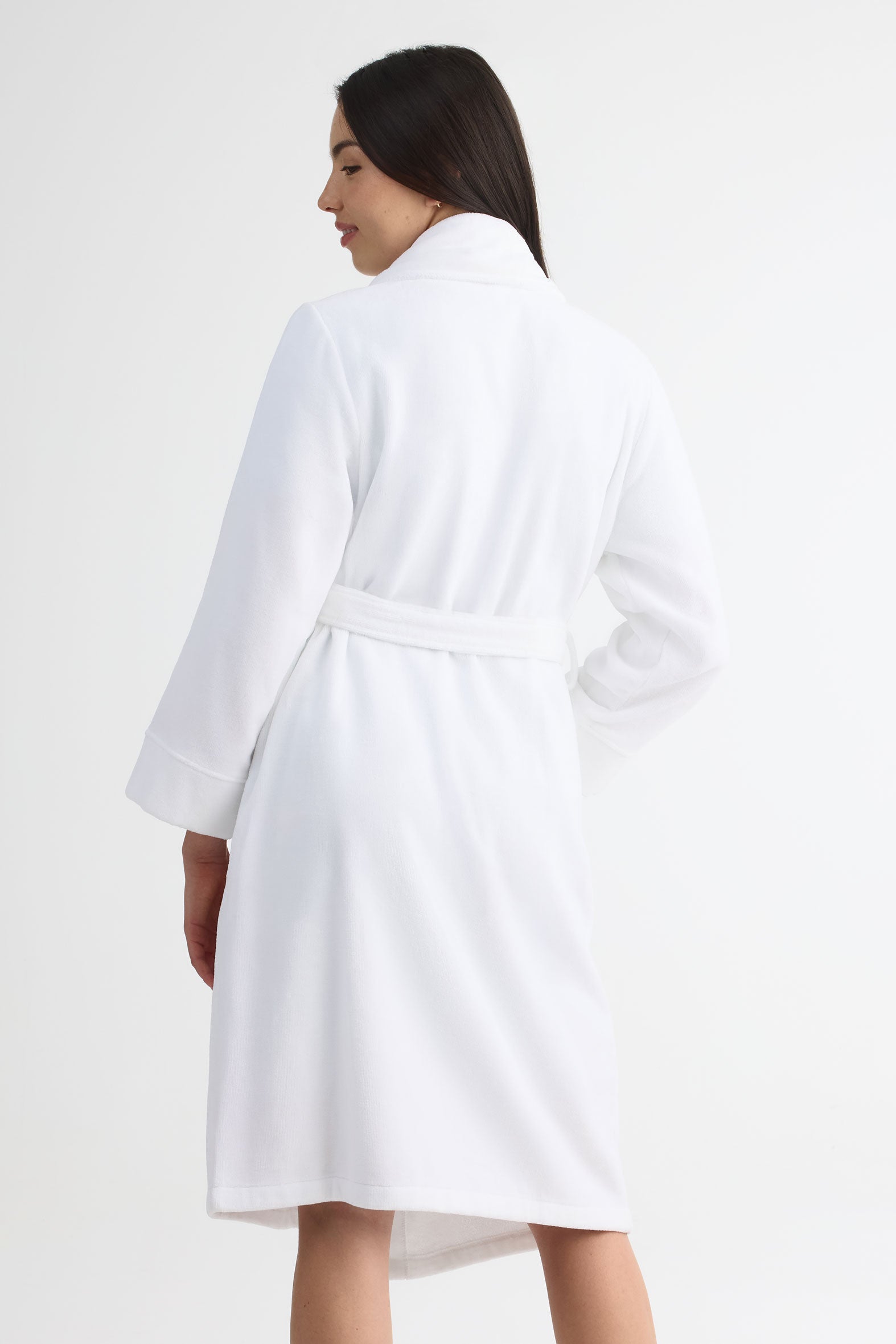 Robe de chambre en velours, 100% coton - Femme && BLANC