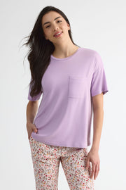 T-shirt en jersey moss à manches courtes - Femme && LILAS