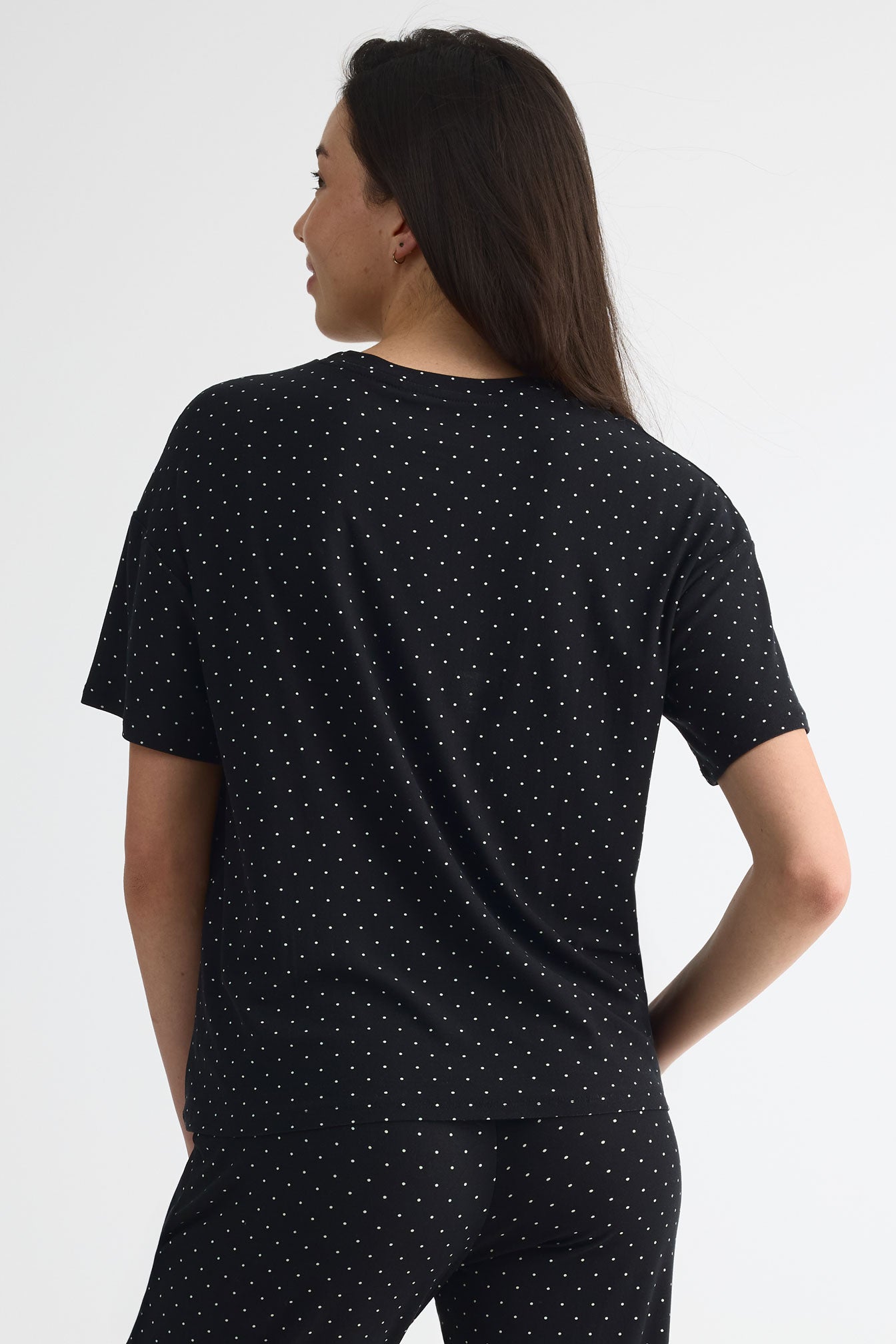 T-shirt en jersey moss à manches courtes - Femme && NOIR/MULTI