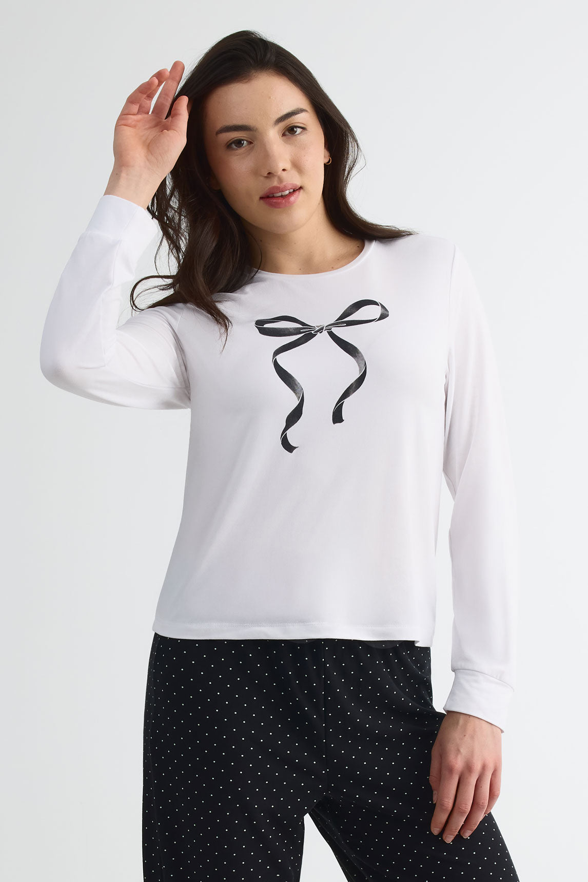 Chandail léger en jersey, manches longues – Femme && BLANC