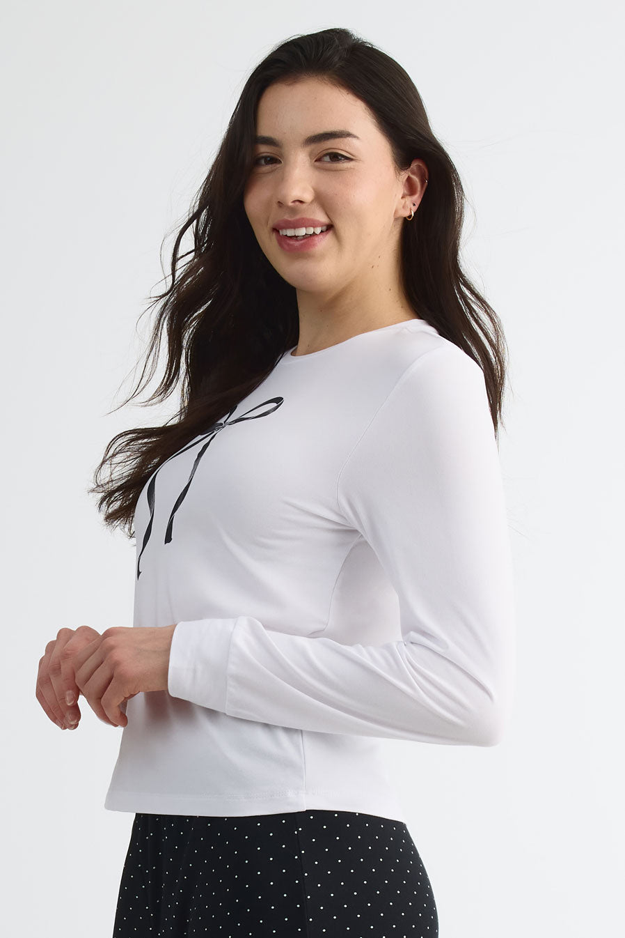 Chandail léger en jersey, manches longues – Femme && BLANC