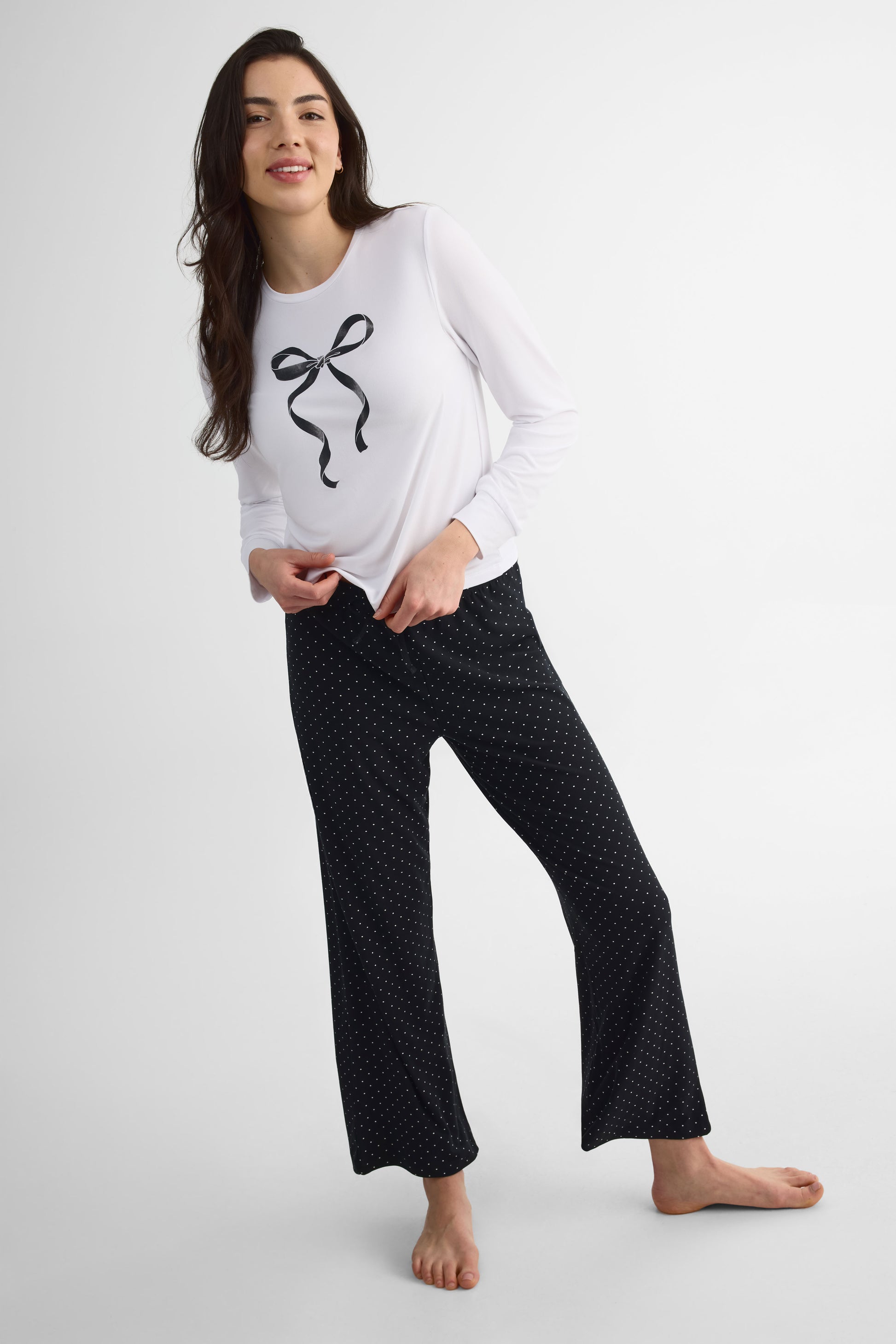 Chandail léger en jersey, manches longues – Femme && BLANC