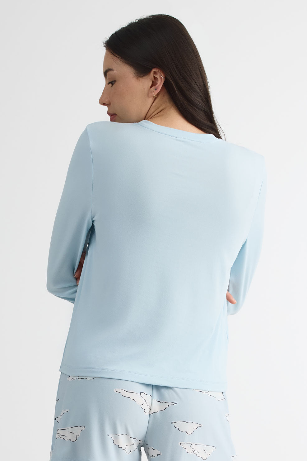 Chandail léger en jersey, manches longues – Femme && BLEU MULTI