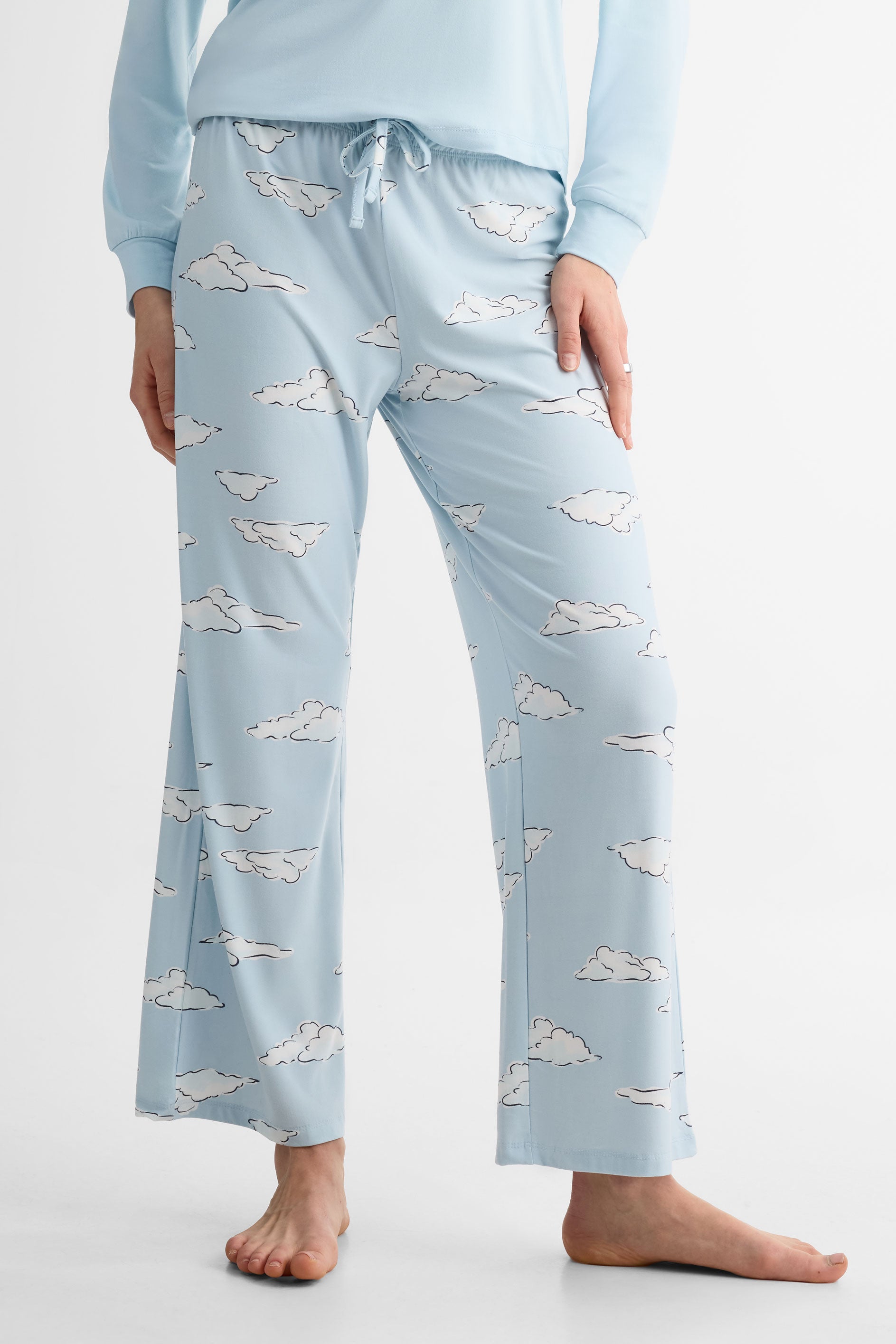 Pantalon en jersey imprimé – Femme && BLEU MULTI