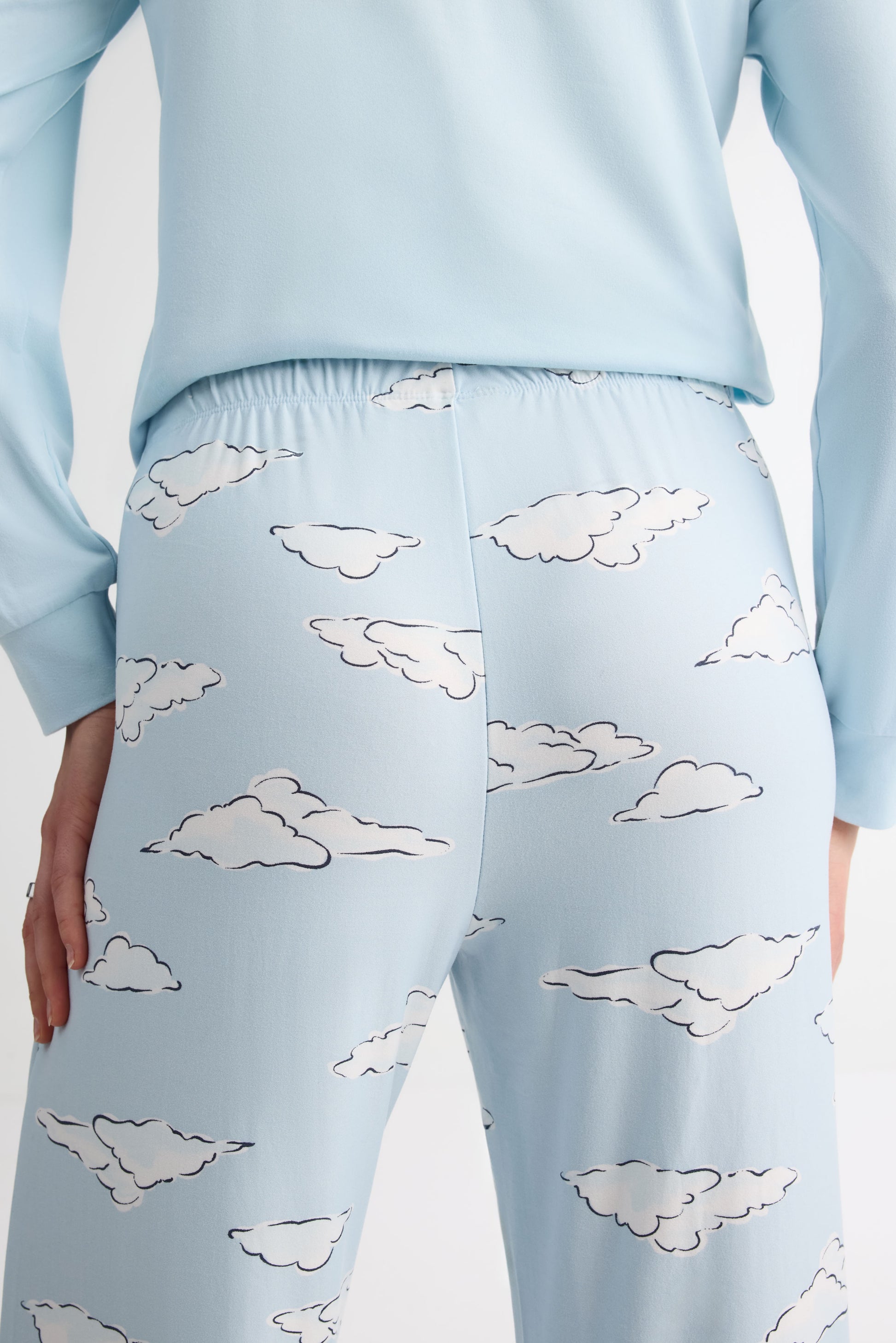 Pantalon en jersey imprimé – Femme && BLEU MULTI