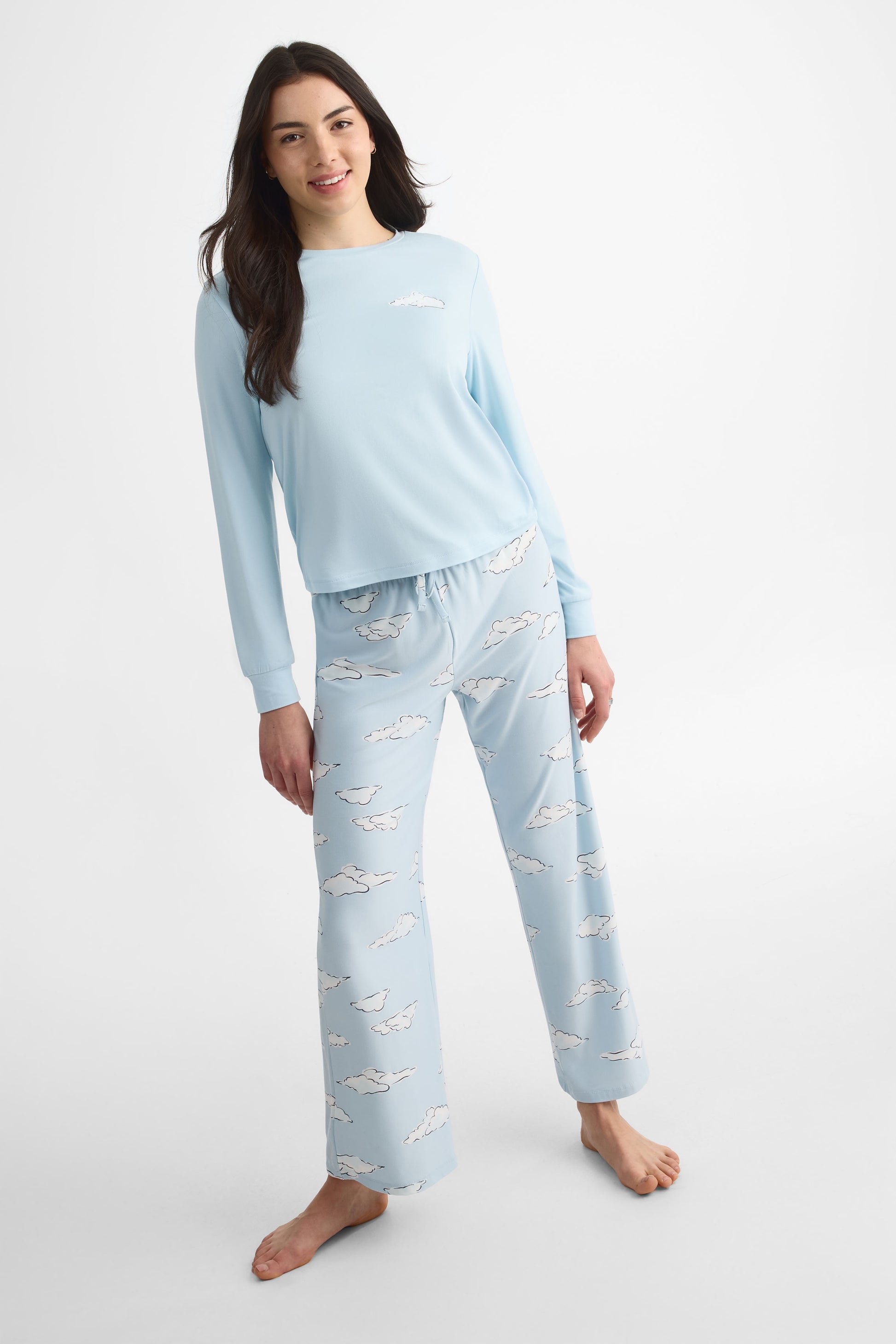 Pantalon en jersey imprimé – Femme && BLEU MULTI