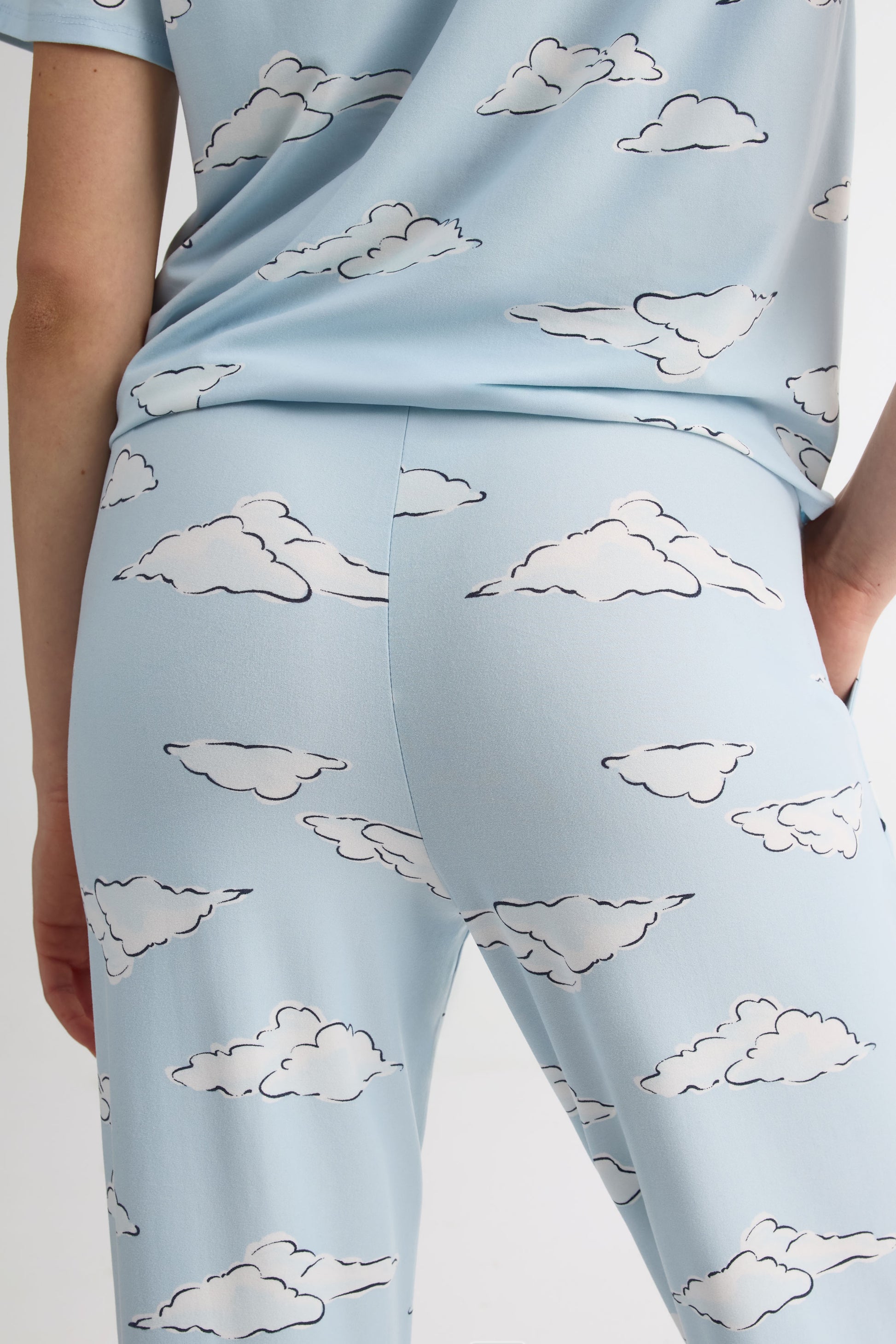 Pantalon en jersey imprimé – Femme && BLEU MULTI