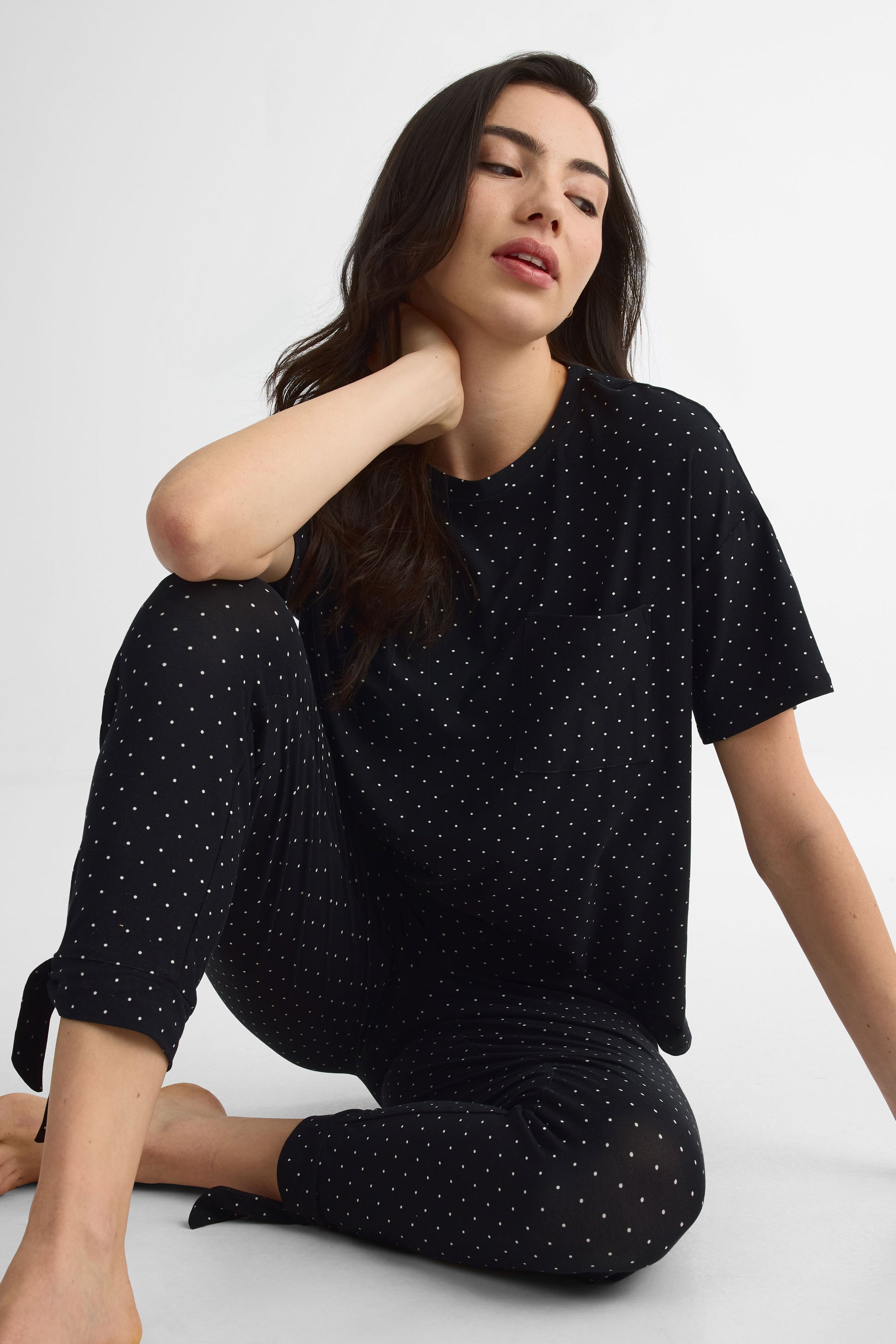 Pantalon en jersey imprimé – Femme && NOIR/MULTI