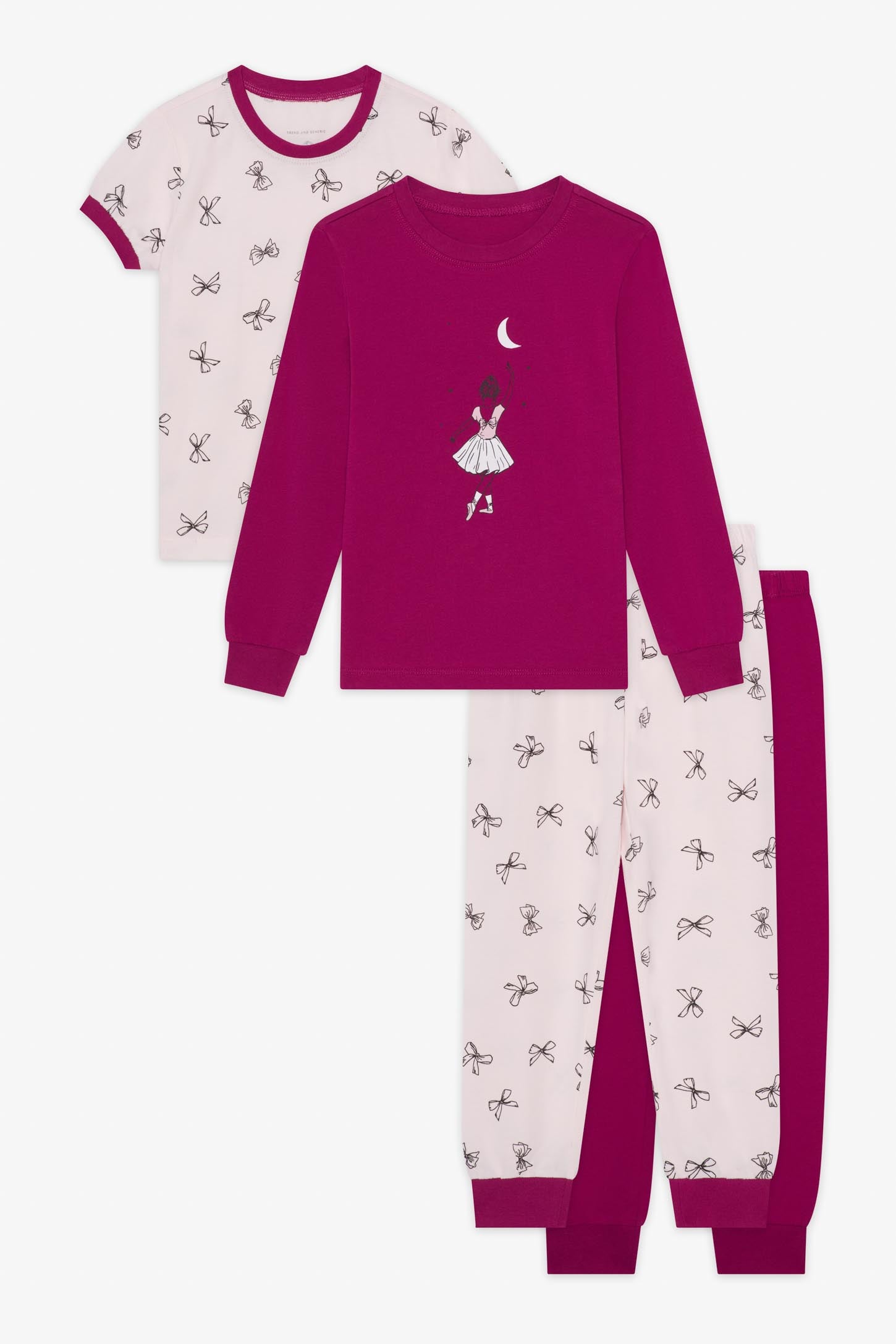 Ensemble pyjama 2 pièces m/c et m/longues - Enfant fille && ROSE MULTI