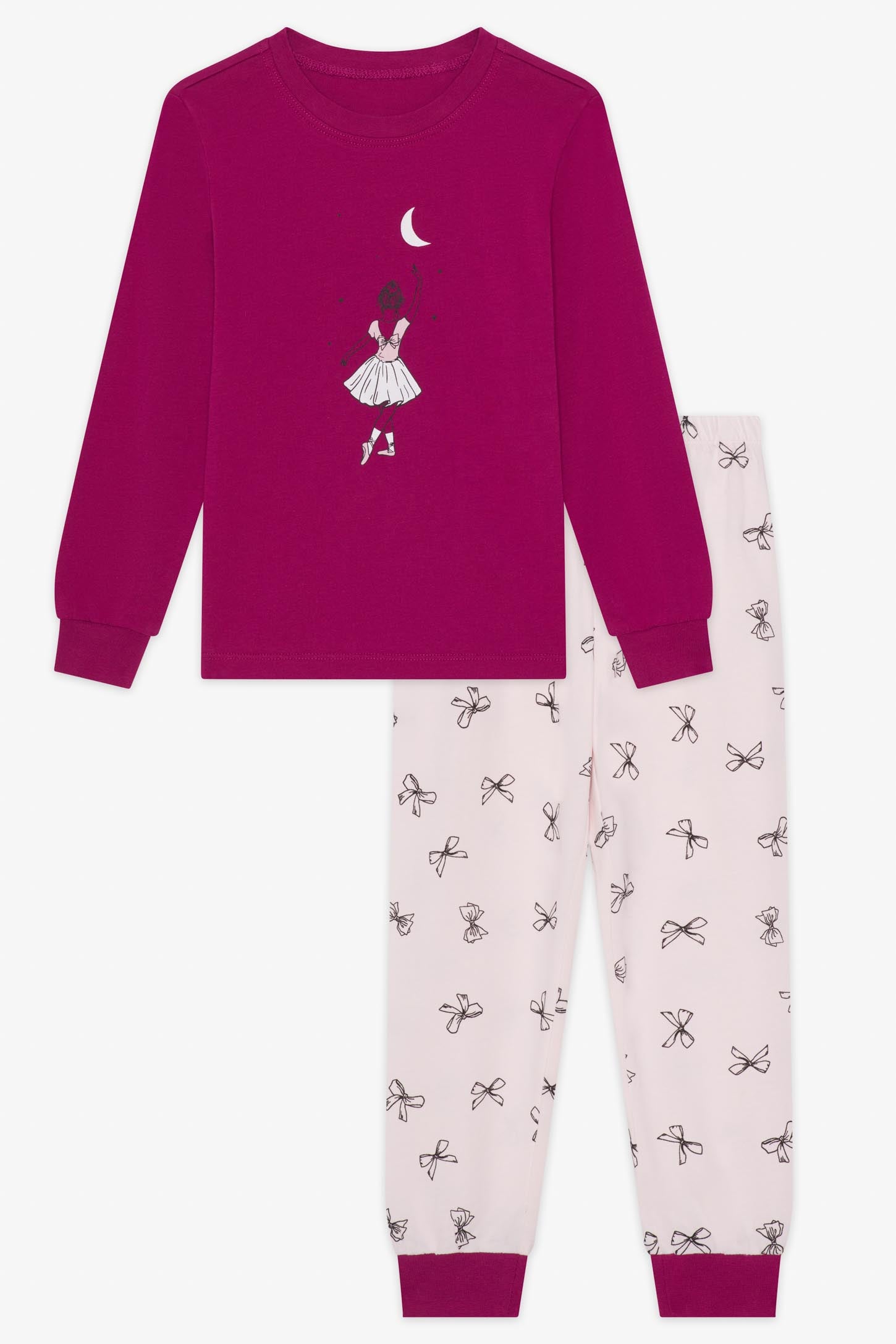 Ensemble pyjama 2 pièces m/c et m/longues - Enfant fille && ROSE MULTI