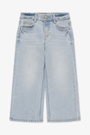 Jeans 5 poches à jambe large extensible - Enfant fille && BLEU CLAIR