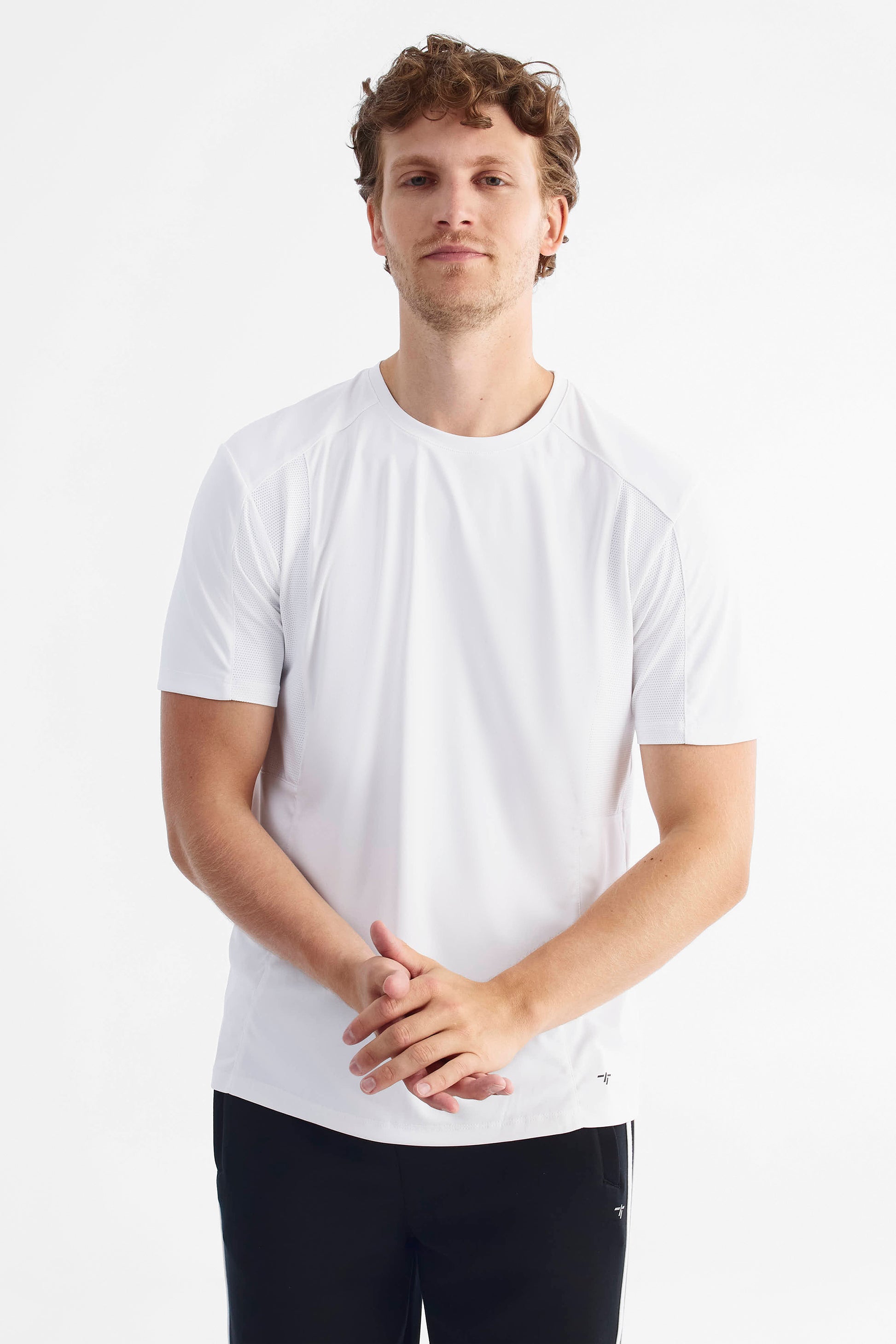 T-shirt sport col rond manches courtes - Homme && BLANC