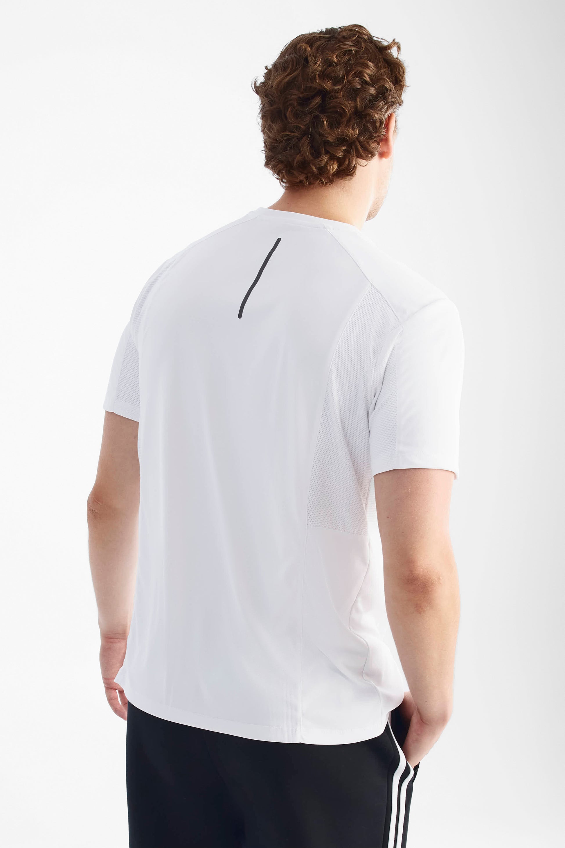T-shirt sport col rond manches courtes - Homme && BLANC