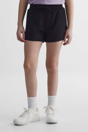 Short sport taille élastique à cordon - Ado fille && NOIR