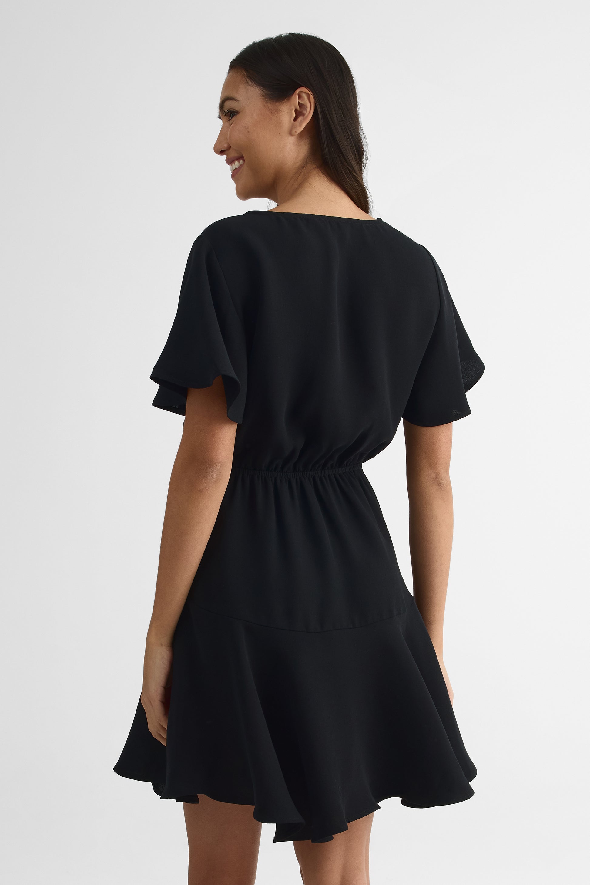 Robe à m/courtes col V évasée - Enfant garçon && NOIR