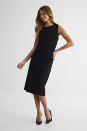 Robe midi sans manche col bateau - Femme && NOIR