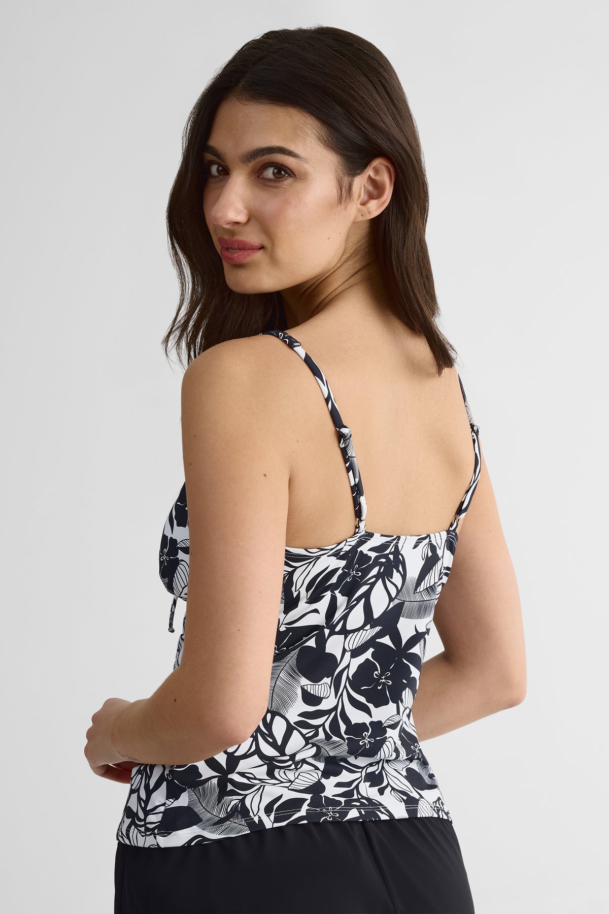 Haut de maillot tankini avec lacets – Femme && NOIR/MULTI
