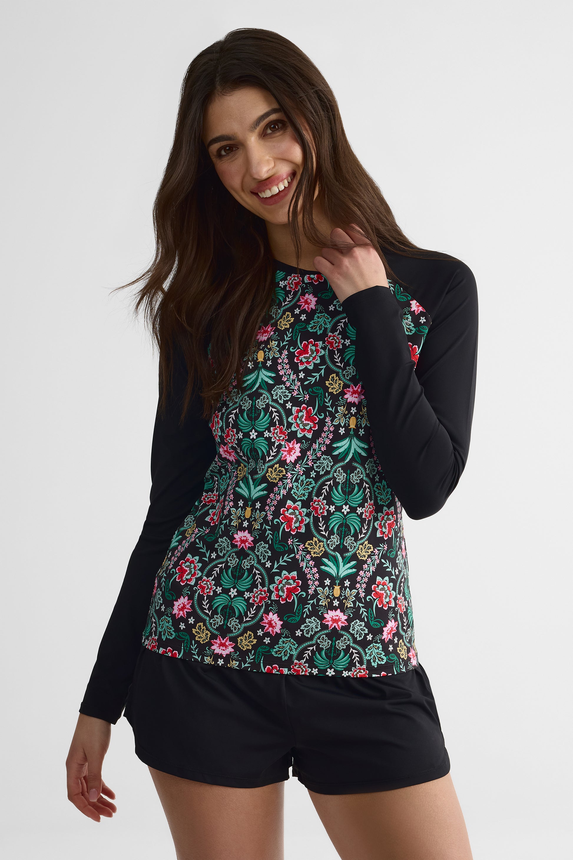 Haut de maillot rashguard floral – Femme && SARCELLE/MULTI