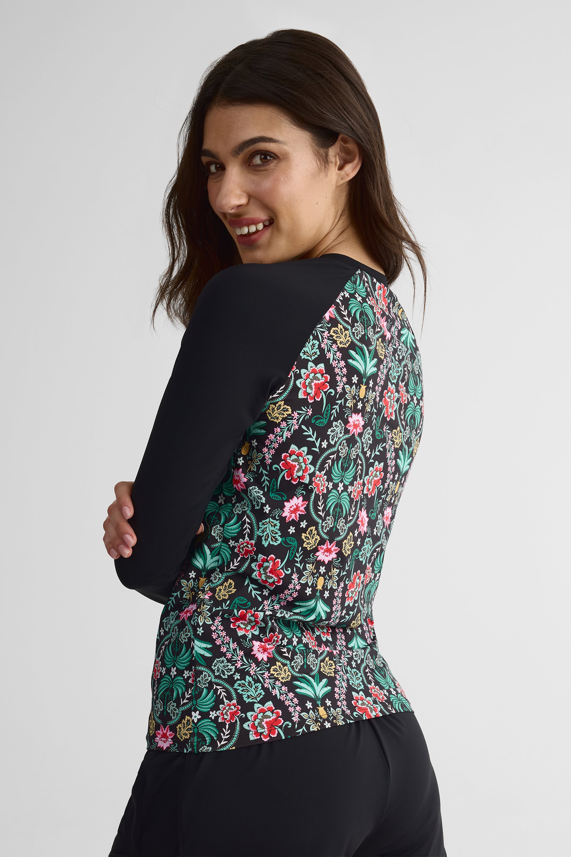 Haut de maillot rashguard floral – Femme && SARCELLE/MULTI