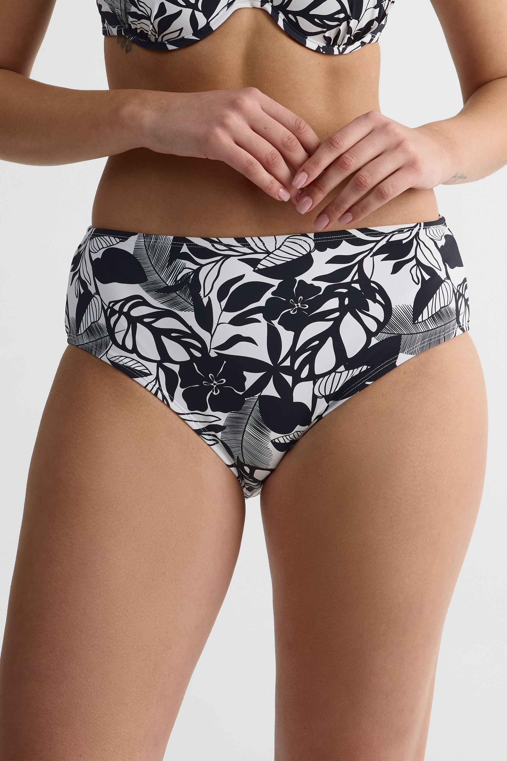 Culotte de maillot bikini taille haute – Femme && NOIR/MULTI