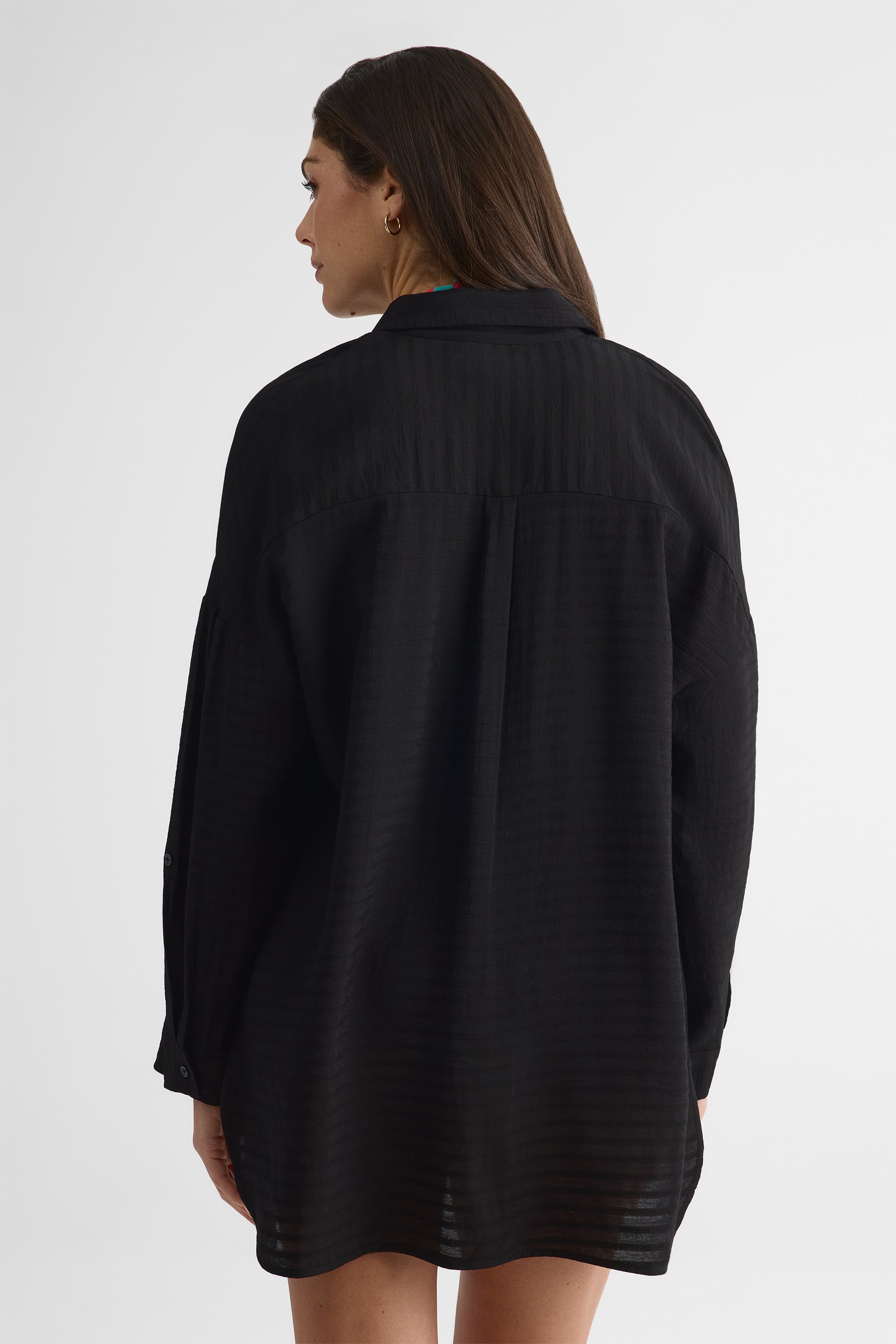Chemise à manches longues col chemisier - Femme && NOIR