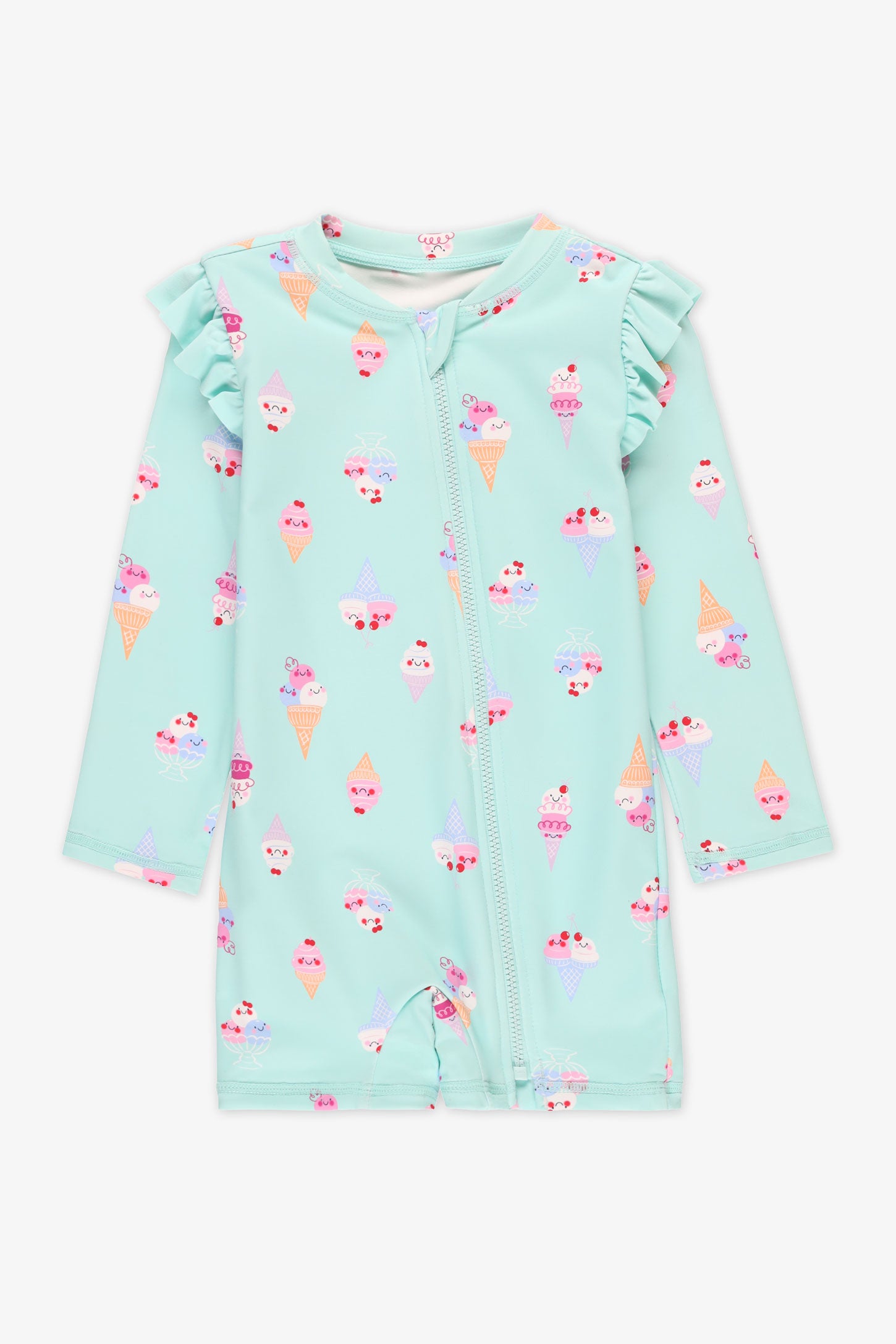 Maillot de bain 1 pièce frills – Bébé fille && AQUA/MULTI