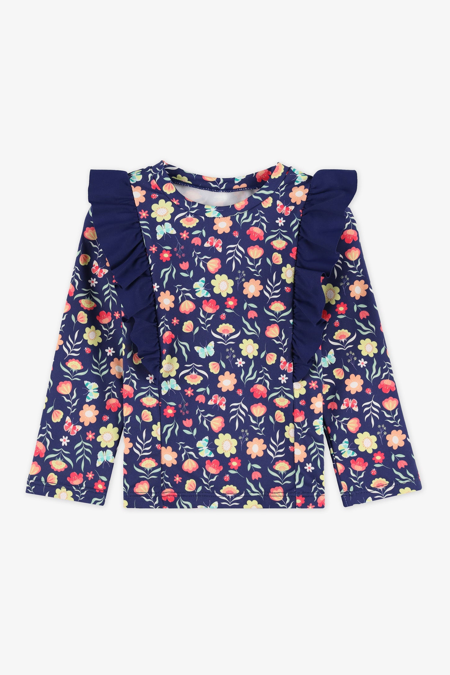 Maillot de bain rashguard frills - Bébé fille && BLEU MULTI