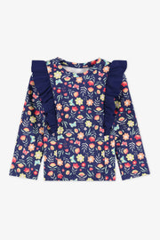 Maillot de bain rashguard frills - Bébé fille && BLEU MULTI