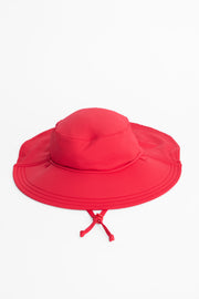 Chapeau de plage uni avec cordon - Bébé garçon && ROUGE