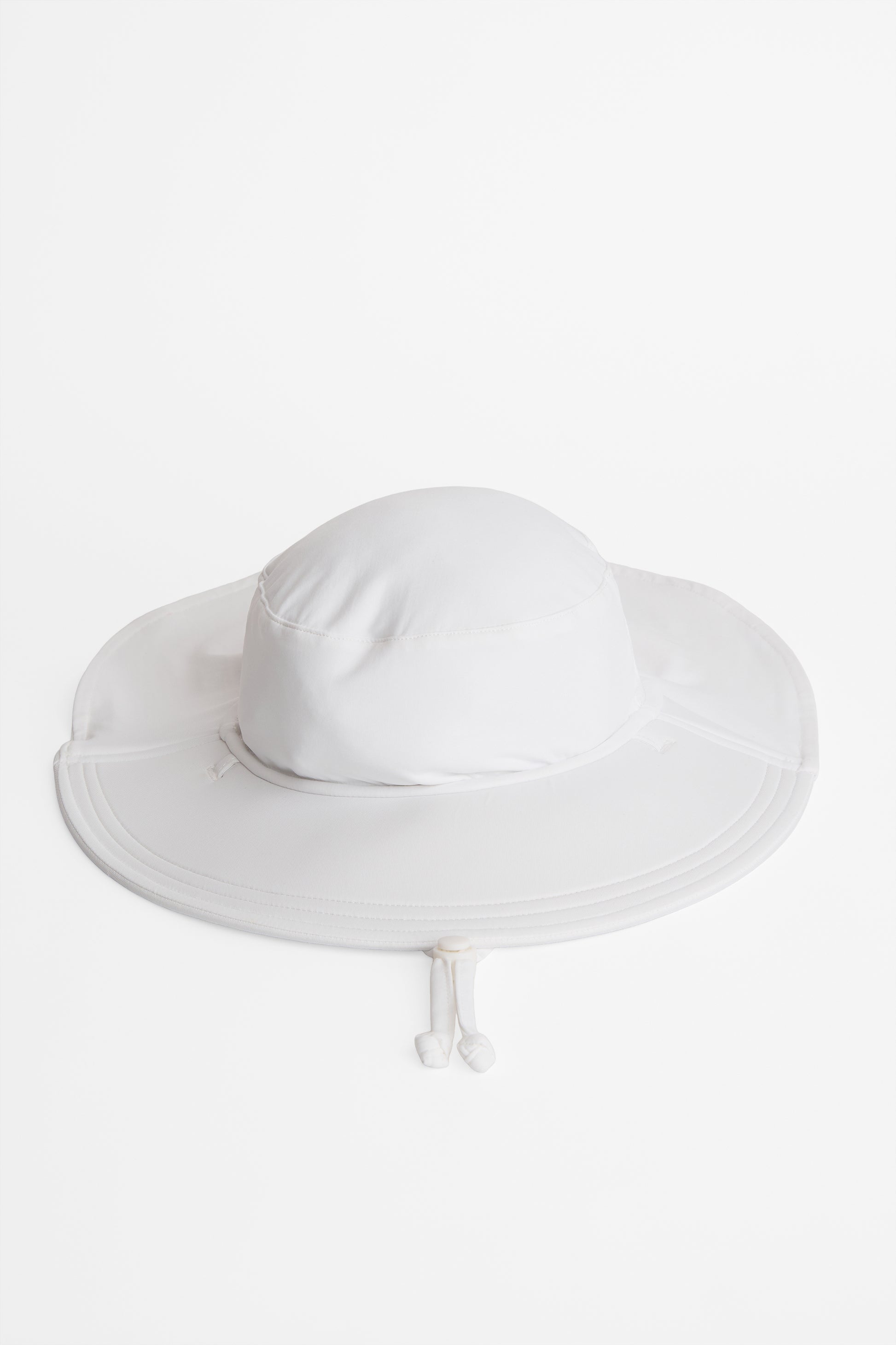 Chapeau de plage uni avec cordon - Bébé garçon && BLANC