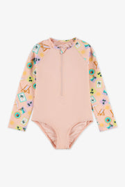 Maillot 1 pièce imprimé, manches longues - Enfant fille && PECHE