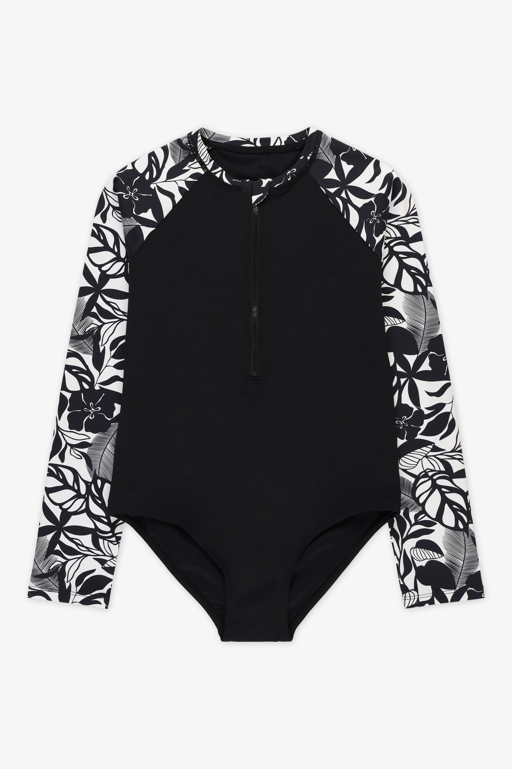 Maillot de bain 1 pièce manches longues - Ado fille && NOIR/MULTI