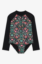 Maillot de bain 1 pièce manches longues - Ado fille && SARCELLE/MULTI