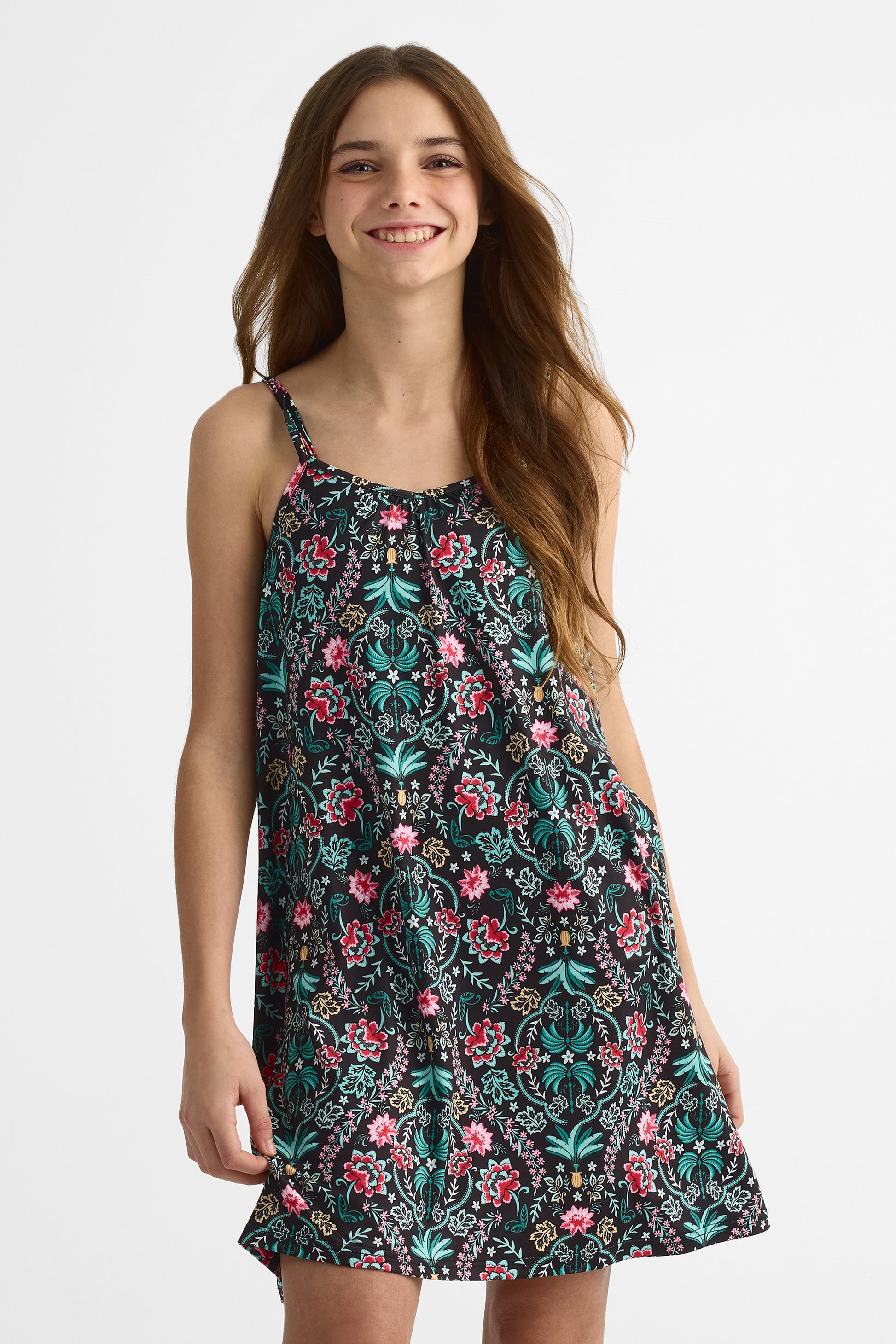 Robe unie et imprimée en soft jersey - Ado fille && SARCELLE/MULTI