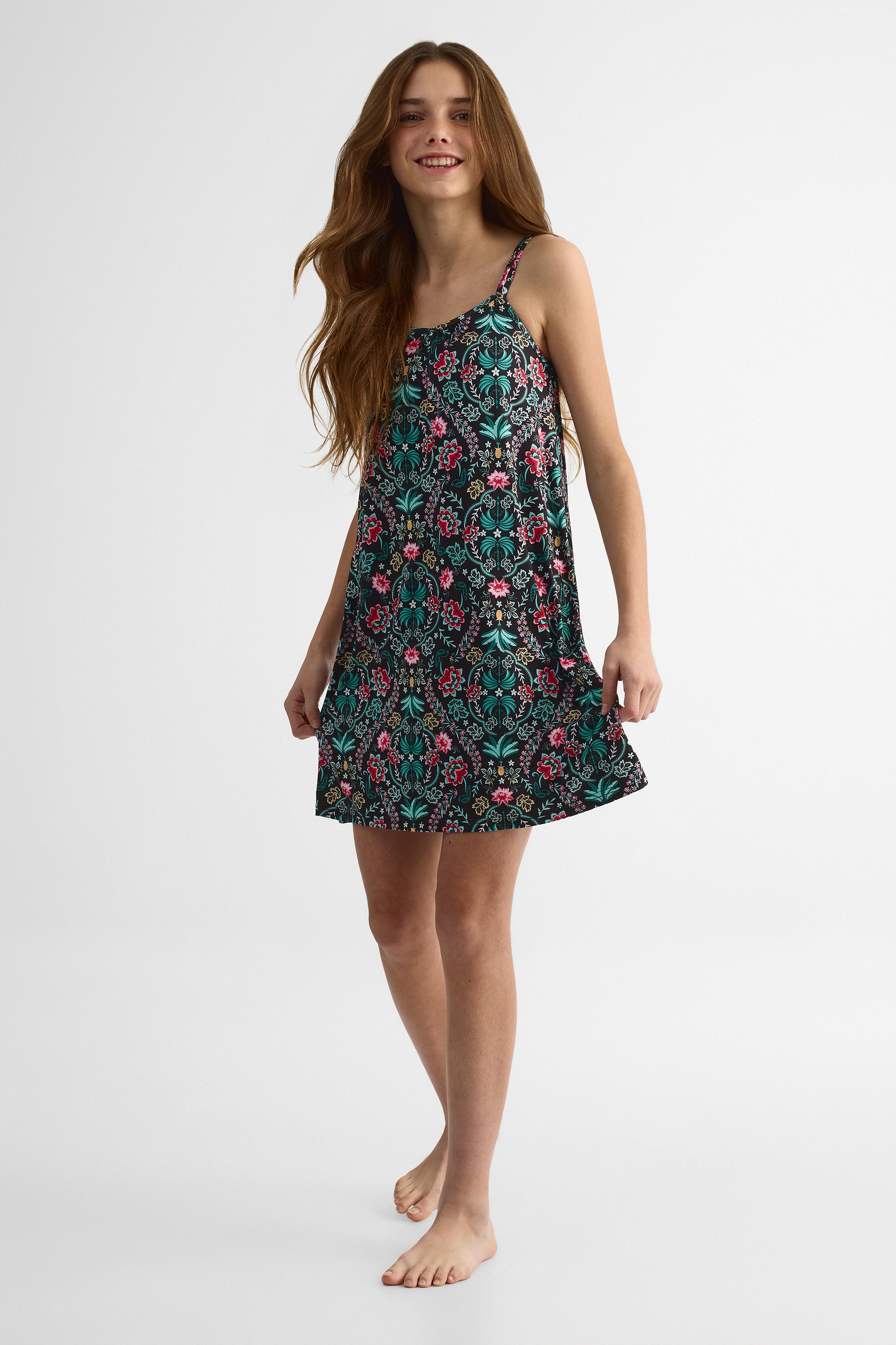 Robe unie et imprimée en soft jersey - Ado fille && SARCELLE/MULTI